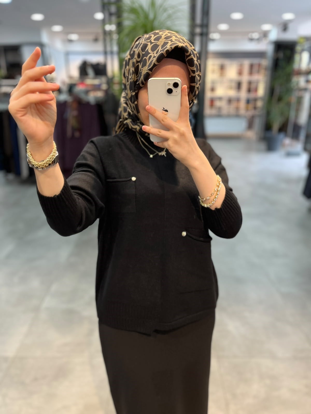 On Triko Tek Cep Detaylı Dik Yaka Kazak - Siyah