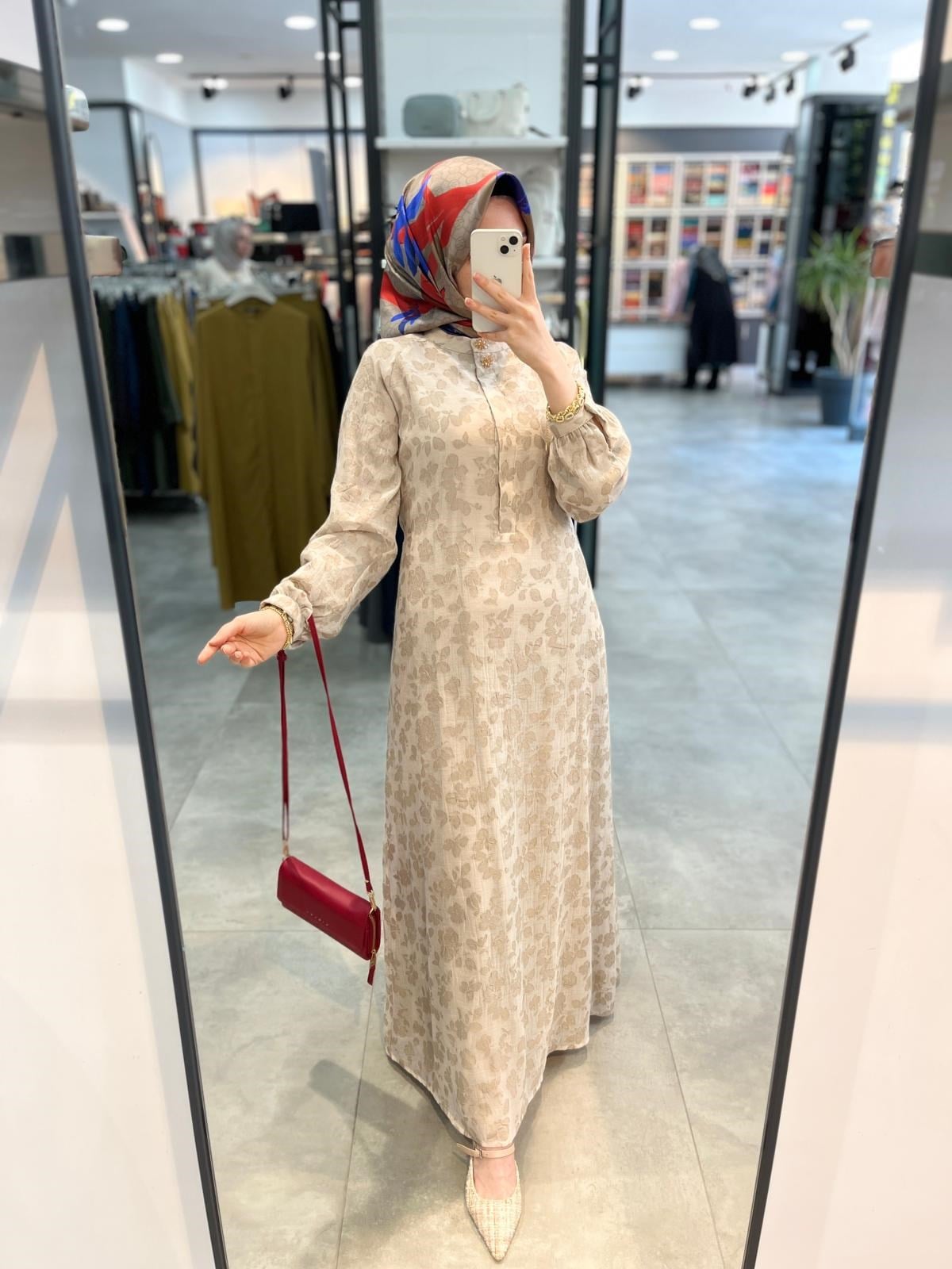 Tuğba Balon Kol Elbise - Vizon