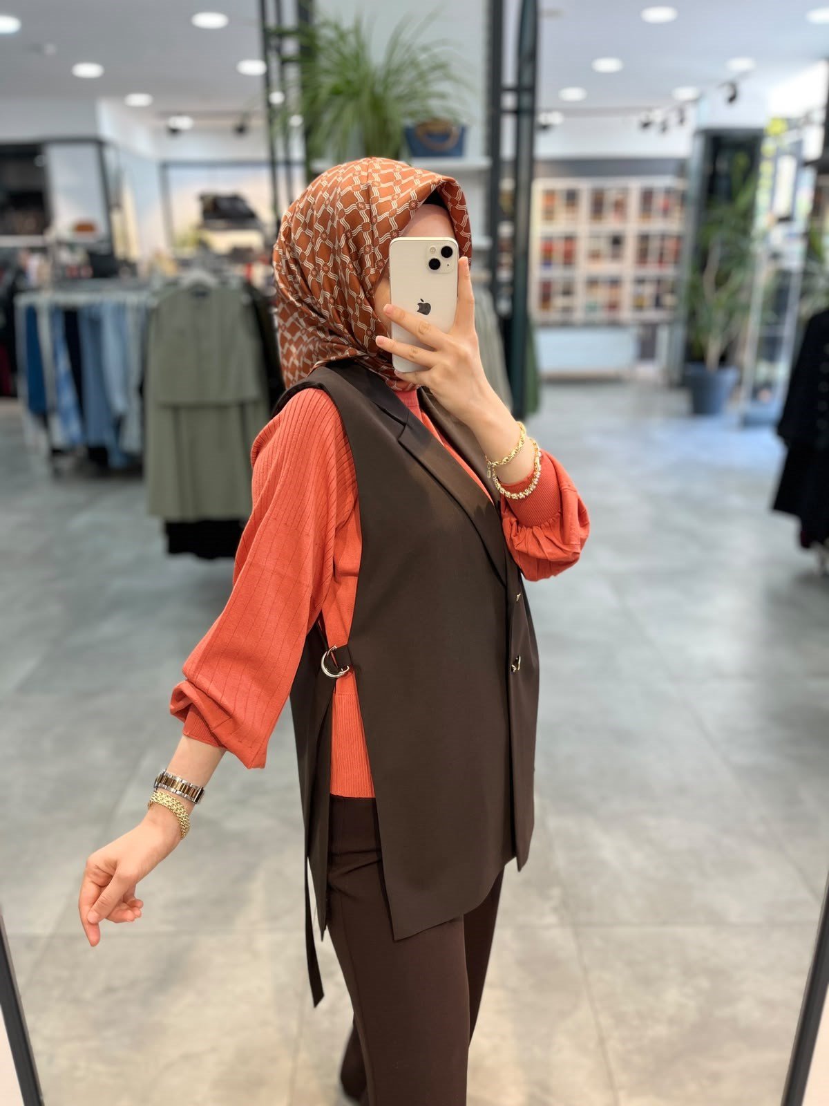 Tuğba Kruvaze Yaka Yelek - Kahve