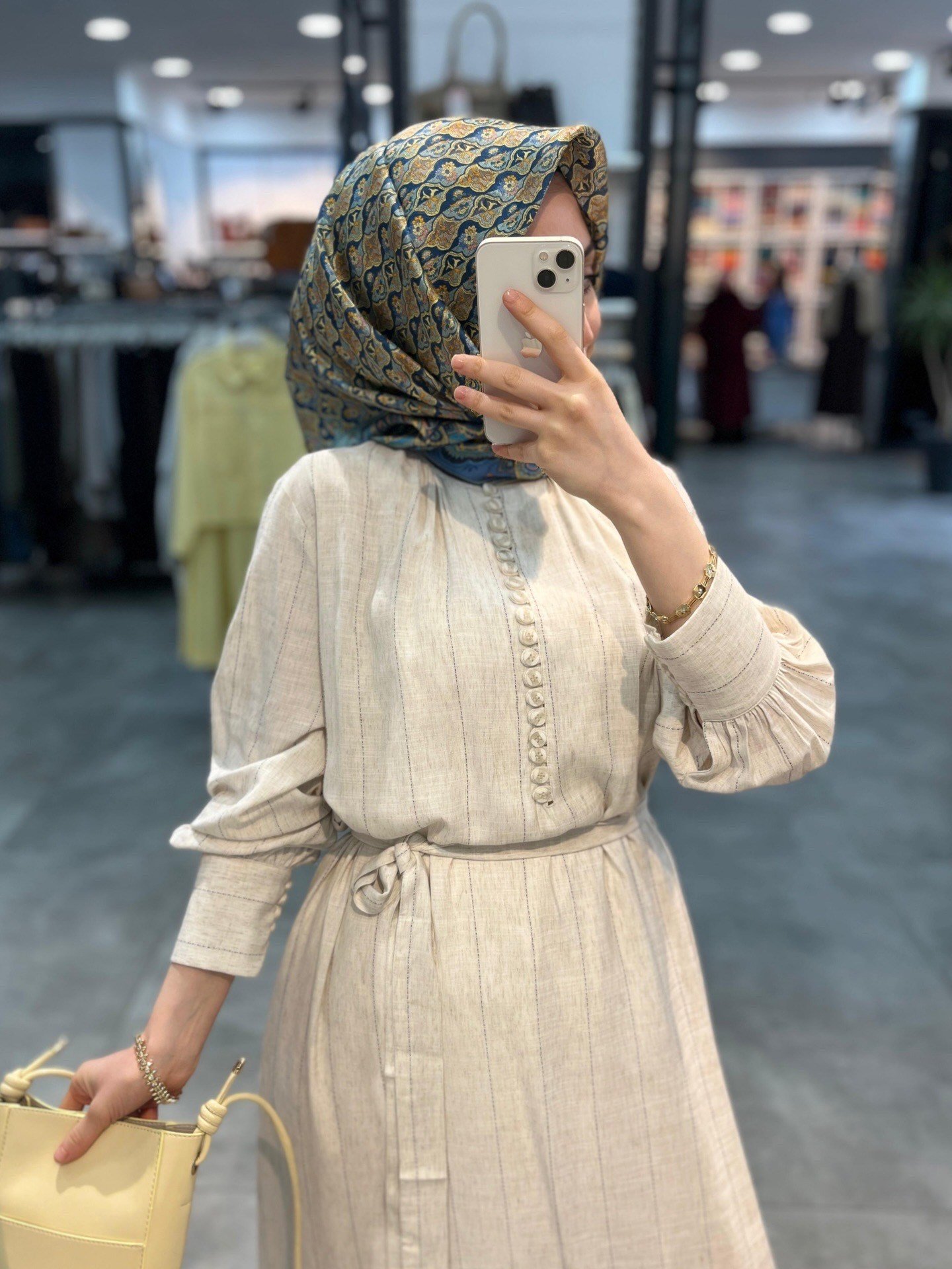 Tuğba Önü Düğmeli Elbise - Bej