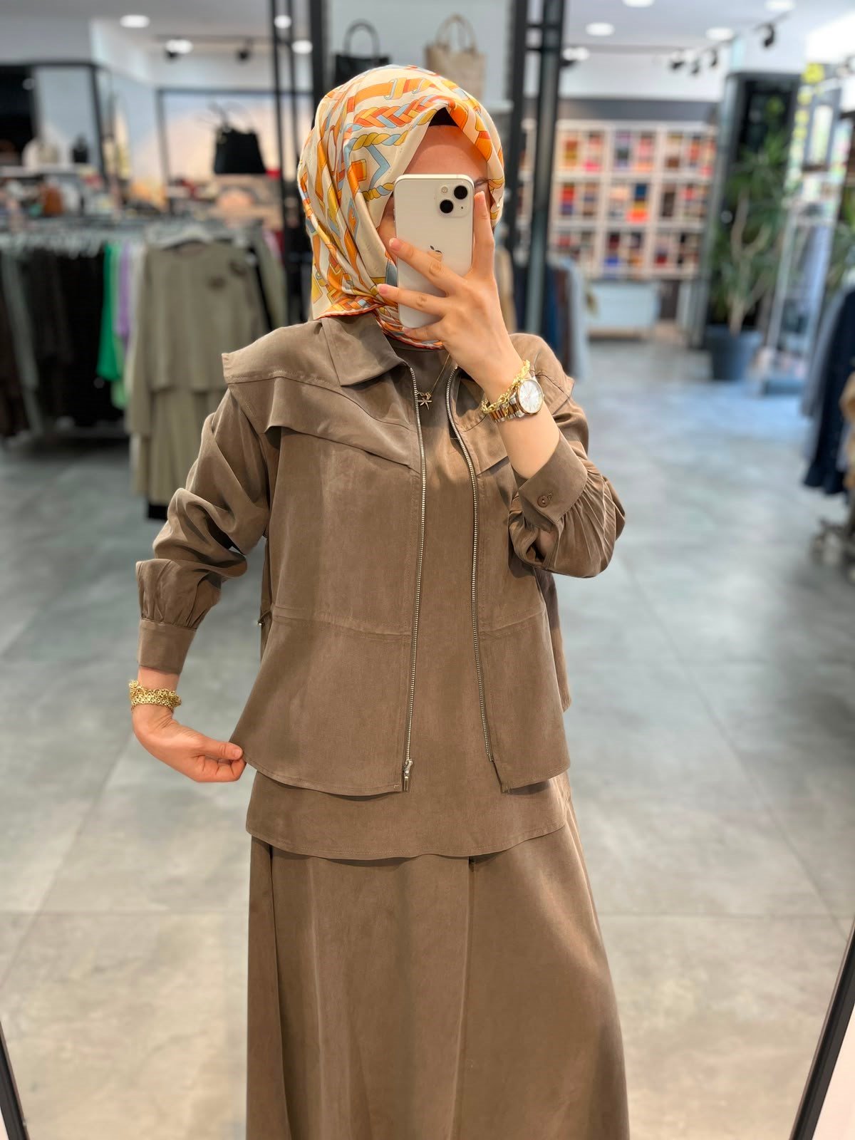 Yelekli Etekli 3' lü Cupra Takım - Vizon