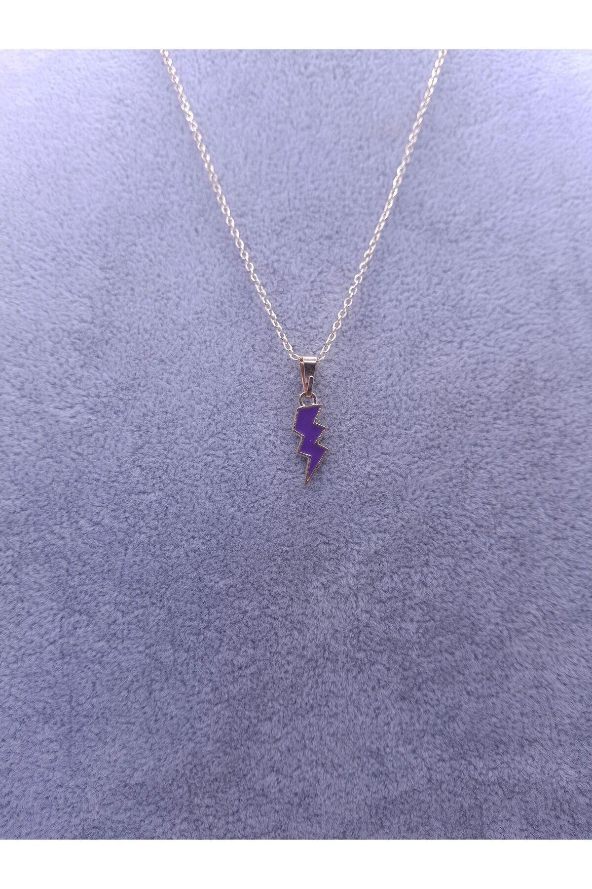 Mor Şimşek Model Kolye