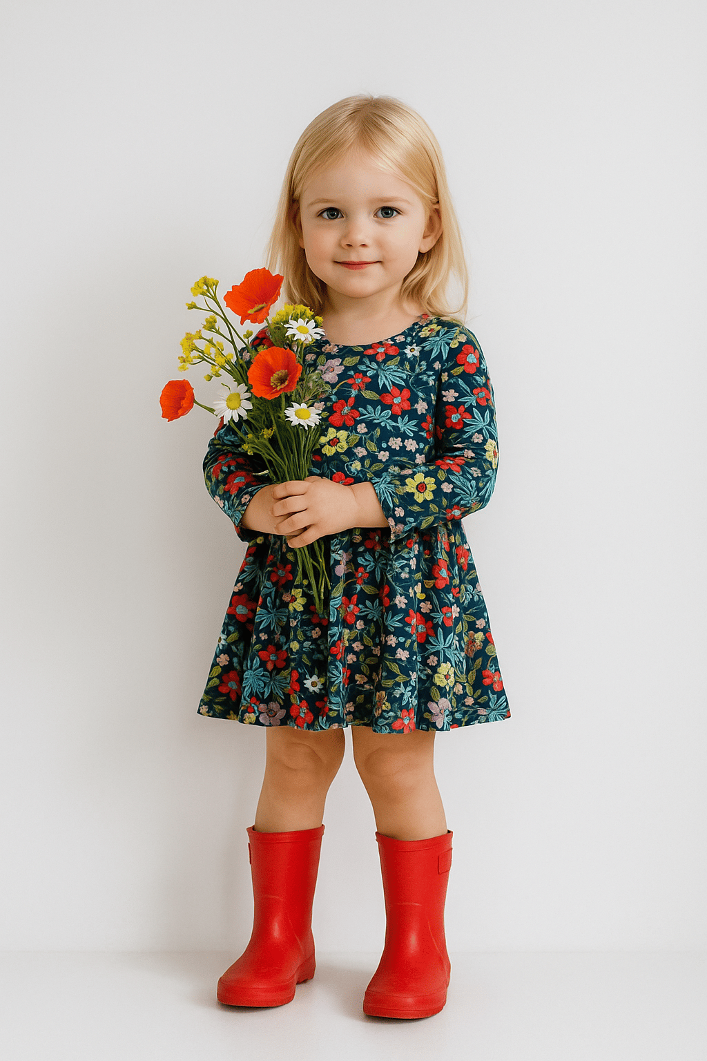 HAPPY FLOWERS KIZ ÇOCUK ELBİSE