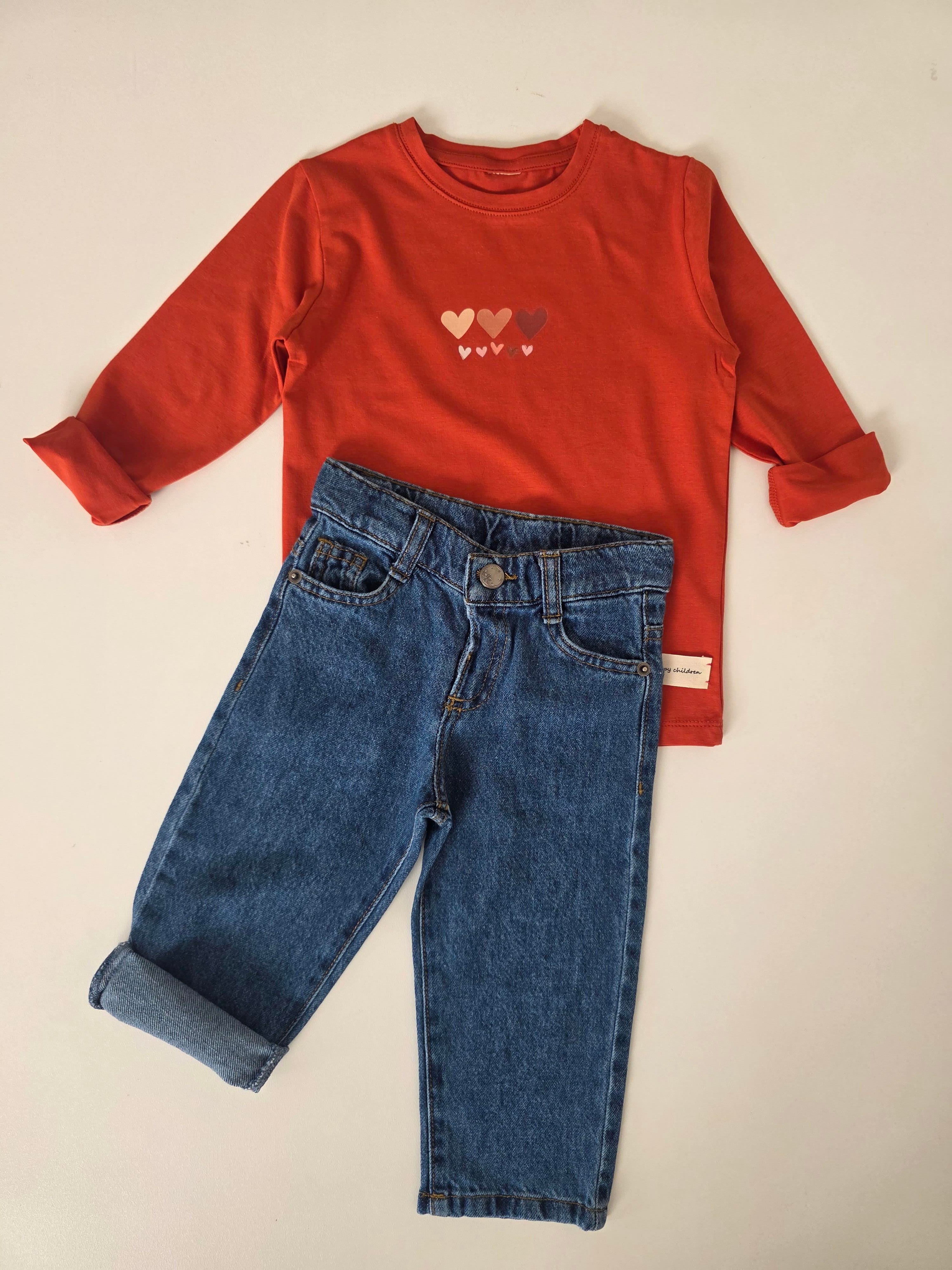 TURUNCU KALP BASKILI SWEATSHIRT
