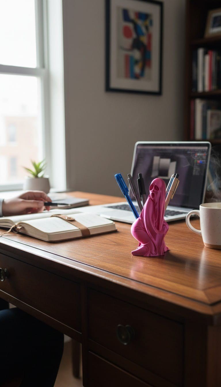 3D Pembe Hayalet eğlenceli, tek kalemlikli, masa dekoru 