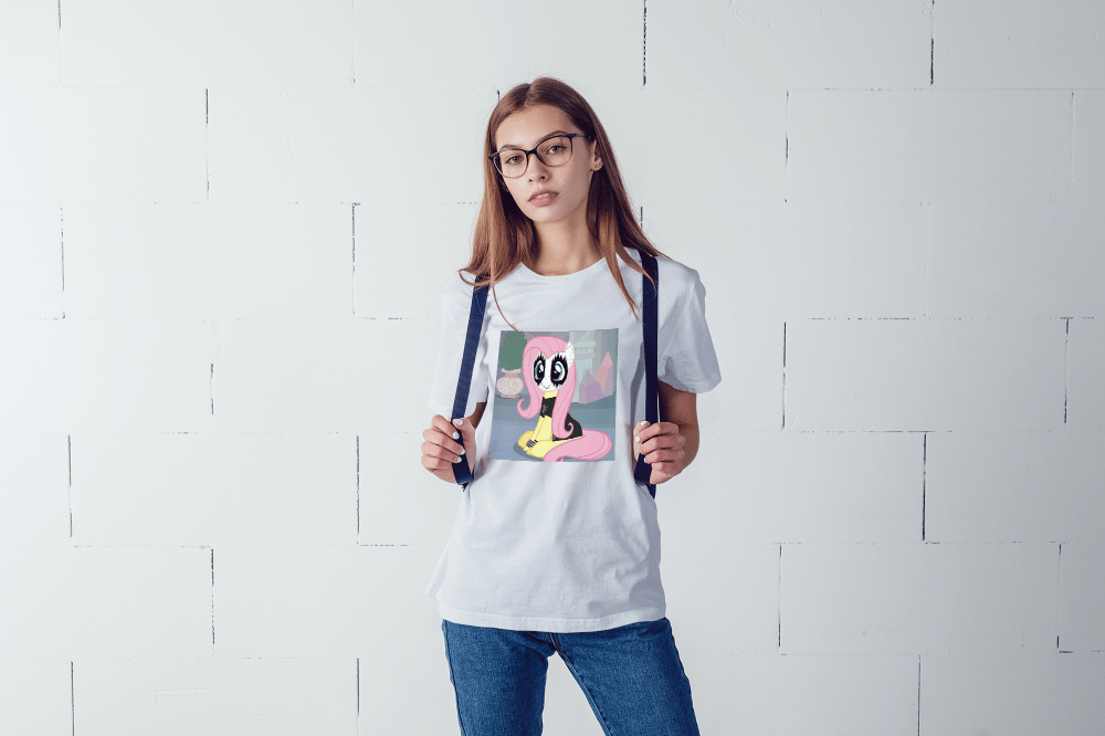 CBT Emo Fluttershy baskılı T-shirt
