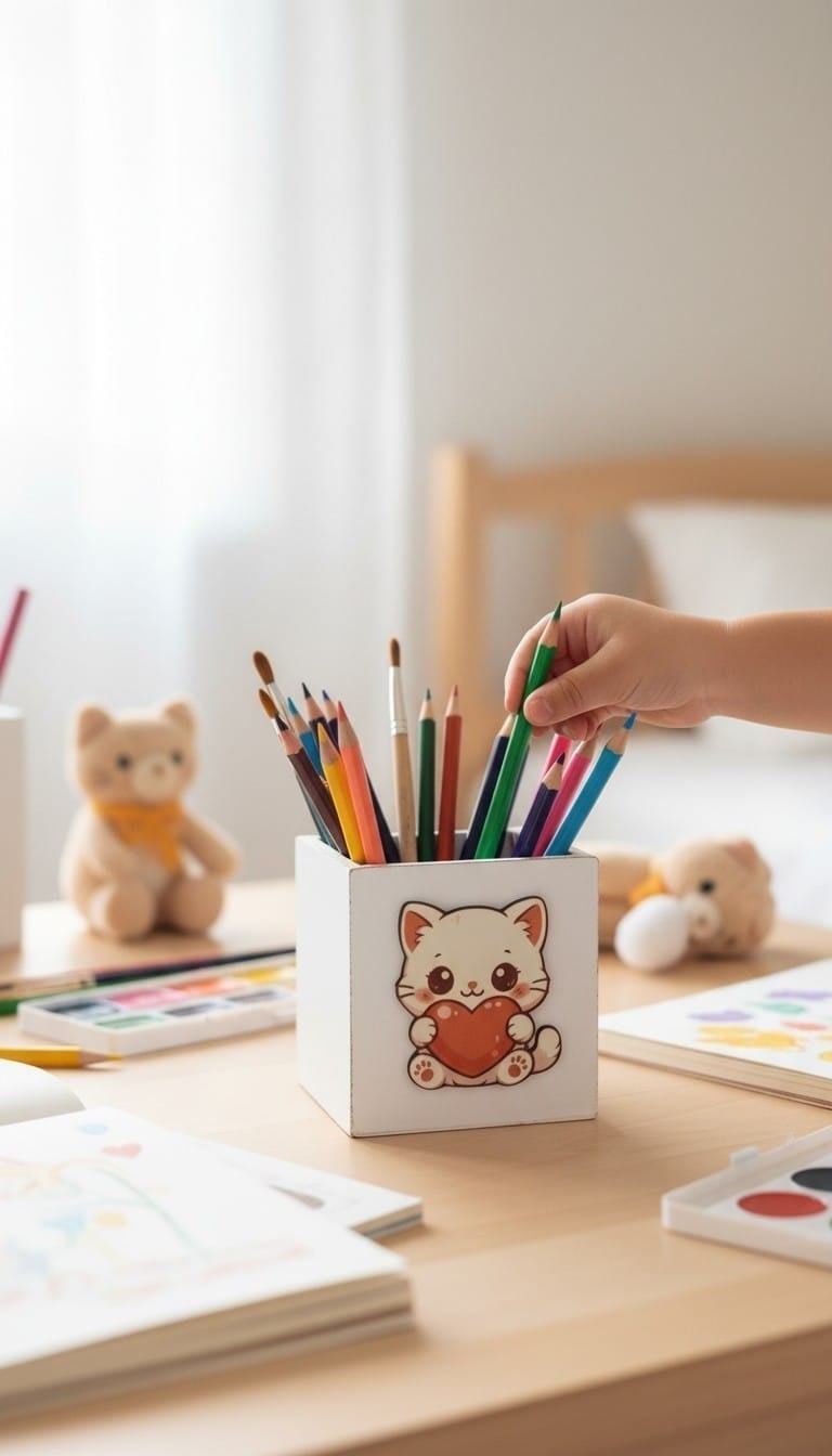 Hello Kitty Detaylı Ahşap Kalemlik