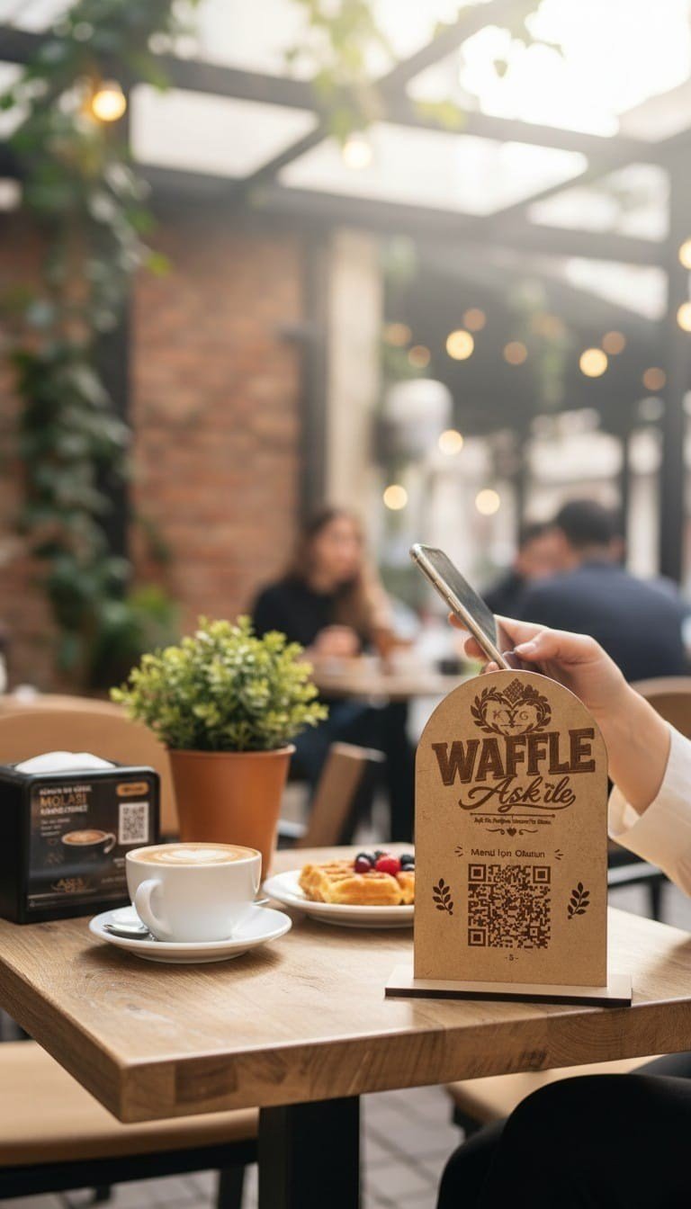 kafe masa numarası ve barkod okuma standı