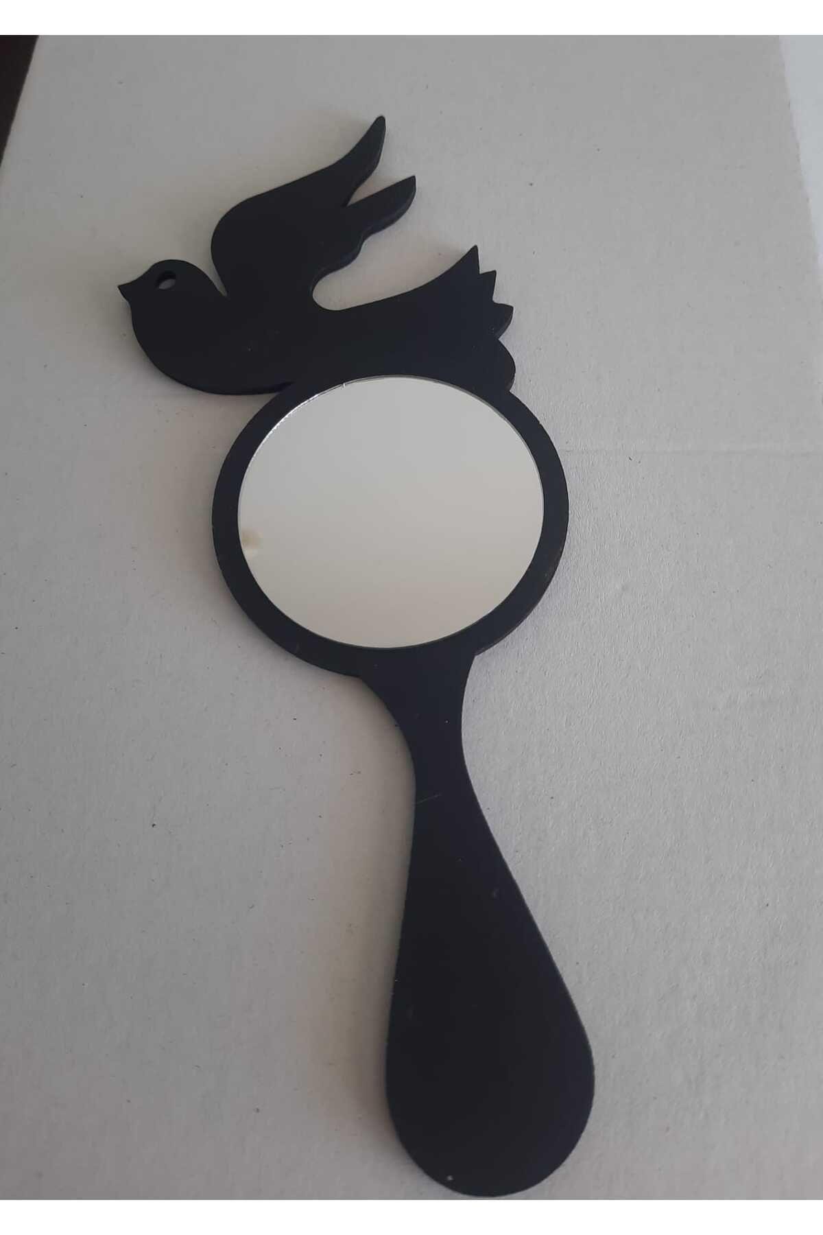 kuş detaylı mdf el aynası