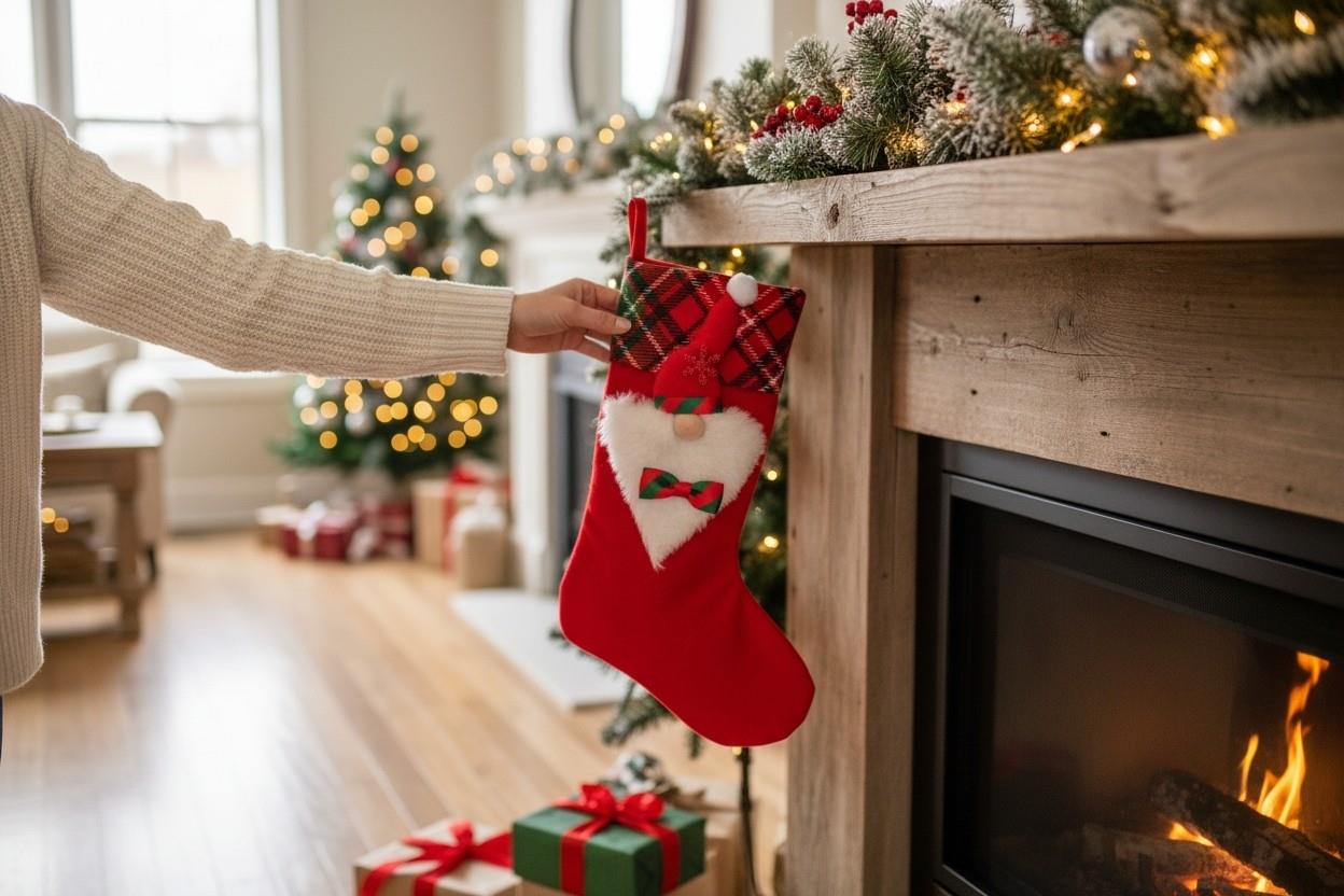 Noel Baba Detaylı Yılbaşı Temalı Hediye Çorabı