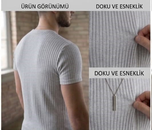 Slim Fit Fitilli Erkek Penye Gri Small Beden