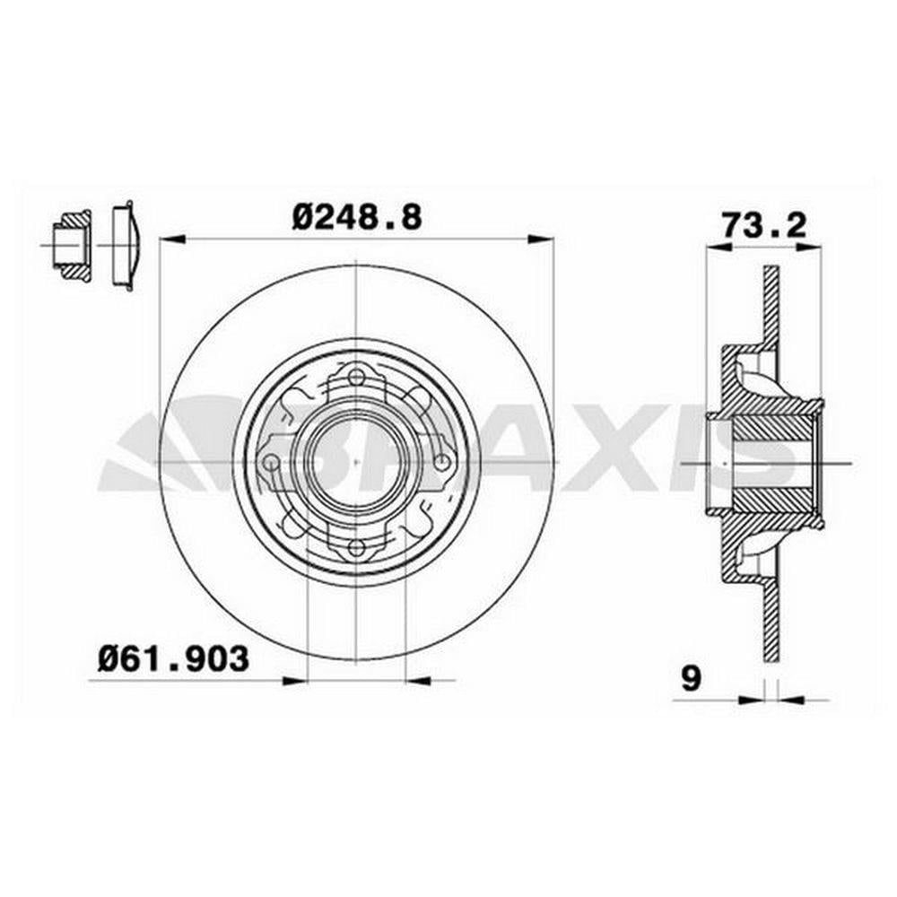 ARKA FREN DISK AYNASI P308 SW P308 COUPE C4 (B7) / (TEK TEKER ICIN) / (DIAM:249 EP 9) / (HAVA SOGUTM
