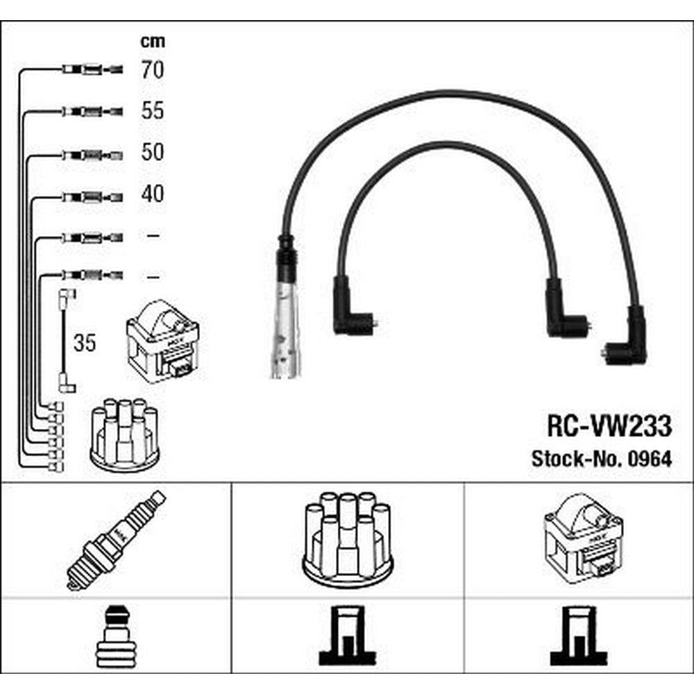 BUJI KABLO SETI RC-VW210 A80 CORDOBA IBIZA TOLEDO CADDY GOLF II III JETTA PASSAT POLO SCIROCCO T3 VE