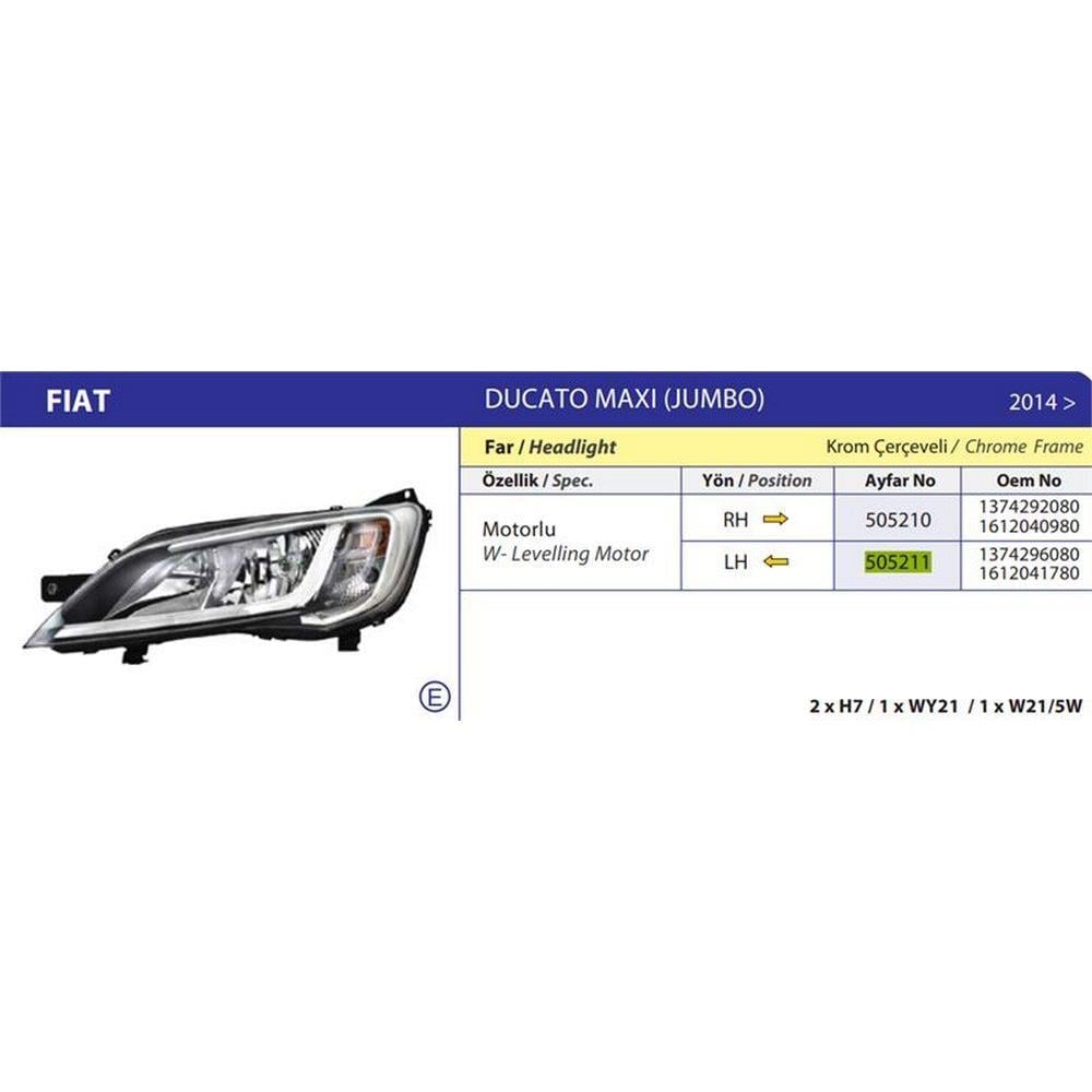FAR SOL DUCATO 14> MOTORLU E BELGELI