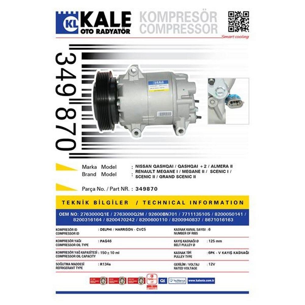 KLIMA KOMPRESORU QASHQAI 1,5 DCI 2007> ALMERA 2003> MEGANE III 1,4 16V 1,6 16V MEGANE II SCENIC II G