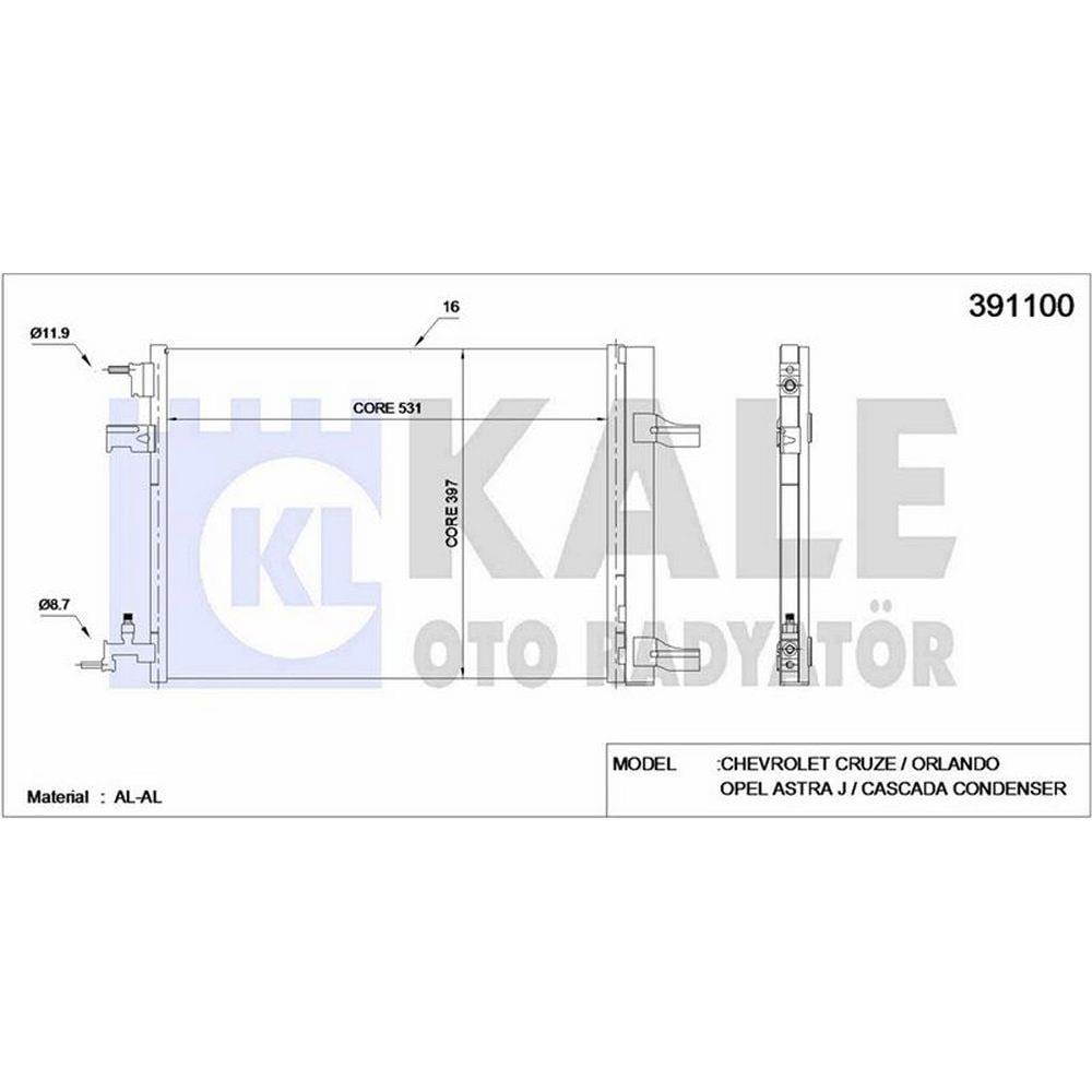 KLIMA RADYATORU ASTRA J CRUZE ZAFIRA C 570×388×16