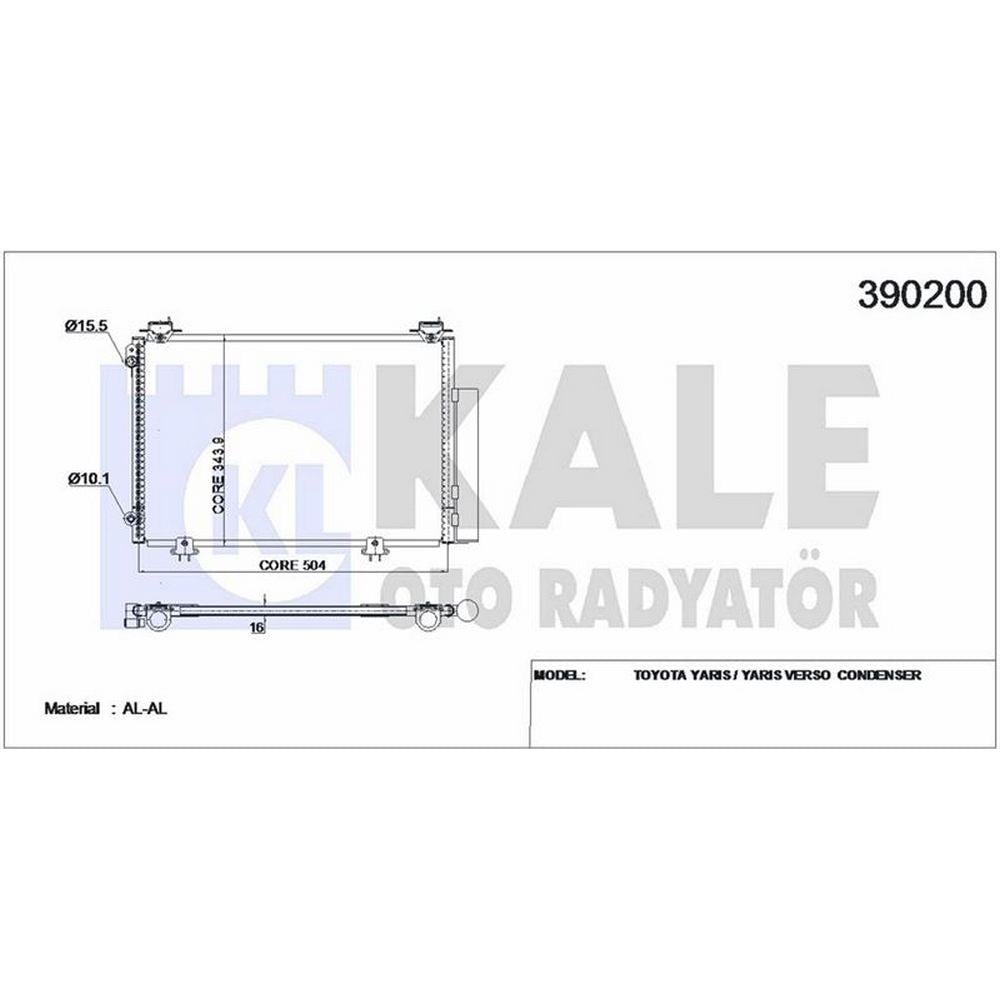 KLIMA RADYATORU TOYOTA YARIS 1999-2005 (520×318×16)
