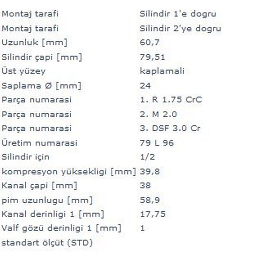 MOTOR PISTON SEGMAN 79,50mm STD 1,9 TDI SDI POLO GOLF PASSAT