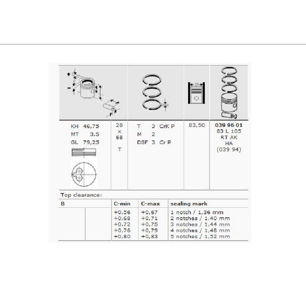 MOTOR PISTON SEGMAN EXPERT JUMPY SCUDO P306 XSARA P406 XANTIA P405 P806 EVESION XUD9T 1,9TD 83,50MM
