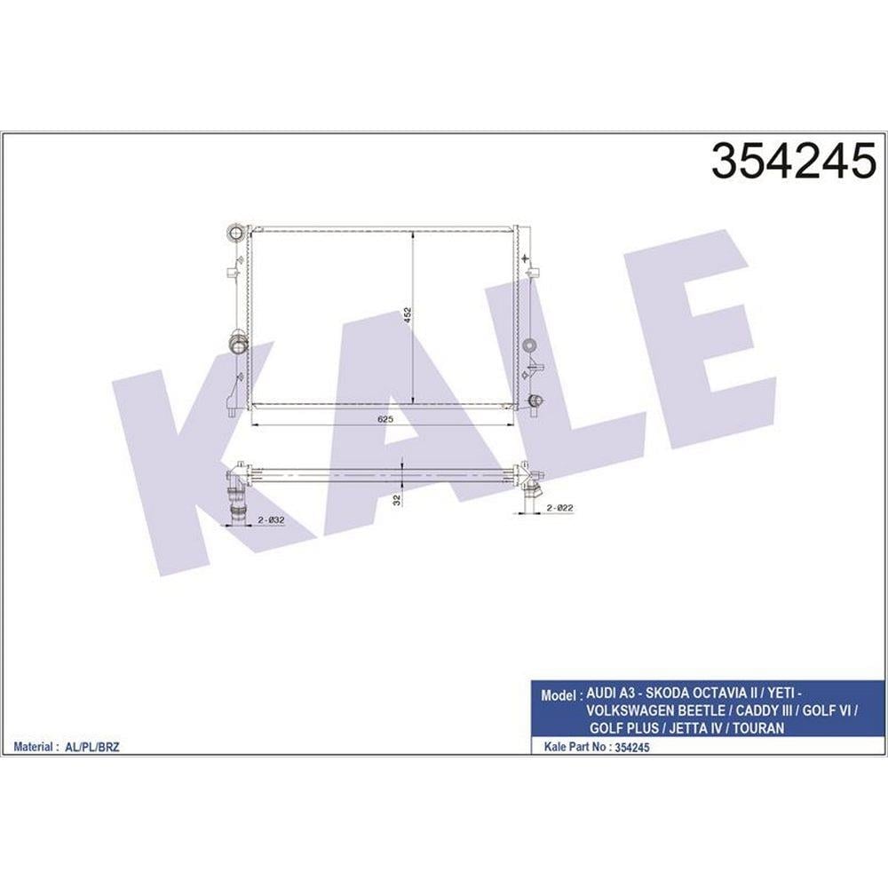 MOTOR RADYATORU (BRAZING) GOLF VI 08> CADDY 11>15 JETTA 11>18 TOURAN 11>15 A3 09>13 OCTAVIA 09>13 YE