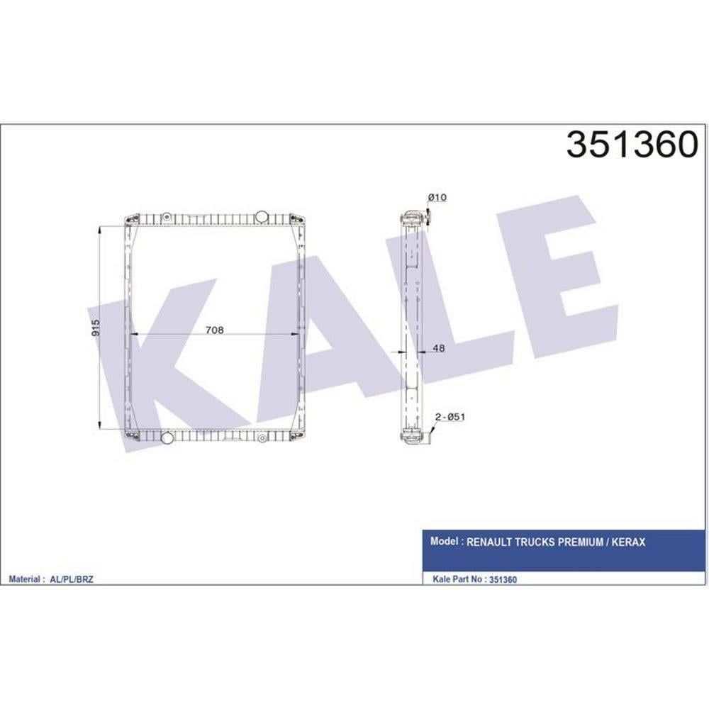 MOTOR RADYATORU CERCEVELI RENAULT PREMIUM 96>/KERAX 97> (AL-PL-BRZ) (905X708X48)