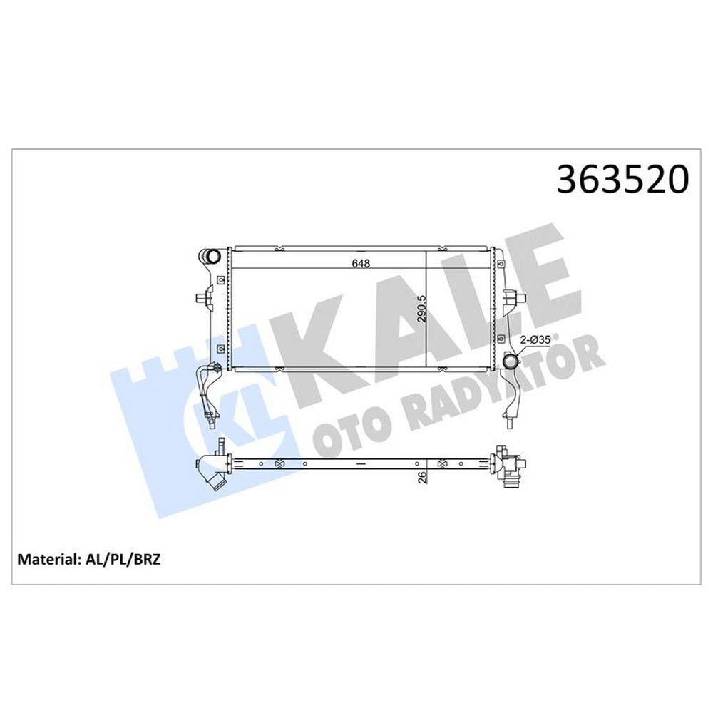 MOTOR SU RADYATORU HYUNDAI I30 ; ELANTRA VI 1.6CRDI 16=> (MT) [BRAZING] [648X290.5X26]