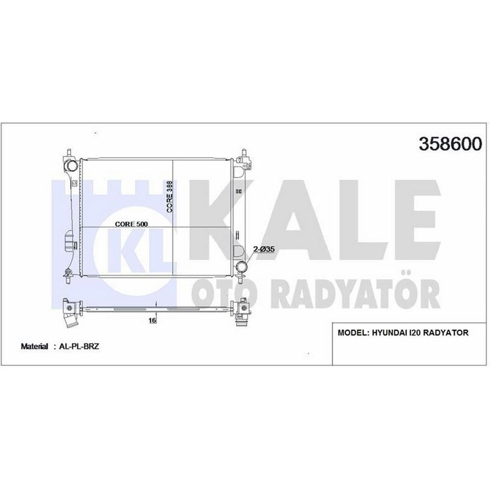MOTOR SU RADYATORU I20 1,2-1,4 BENZINLI 2008-2014 MANUEL VITES (500X388X16)