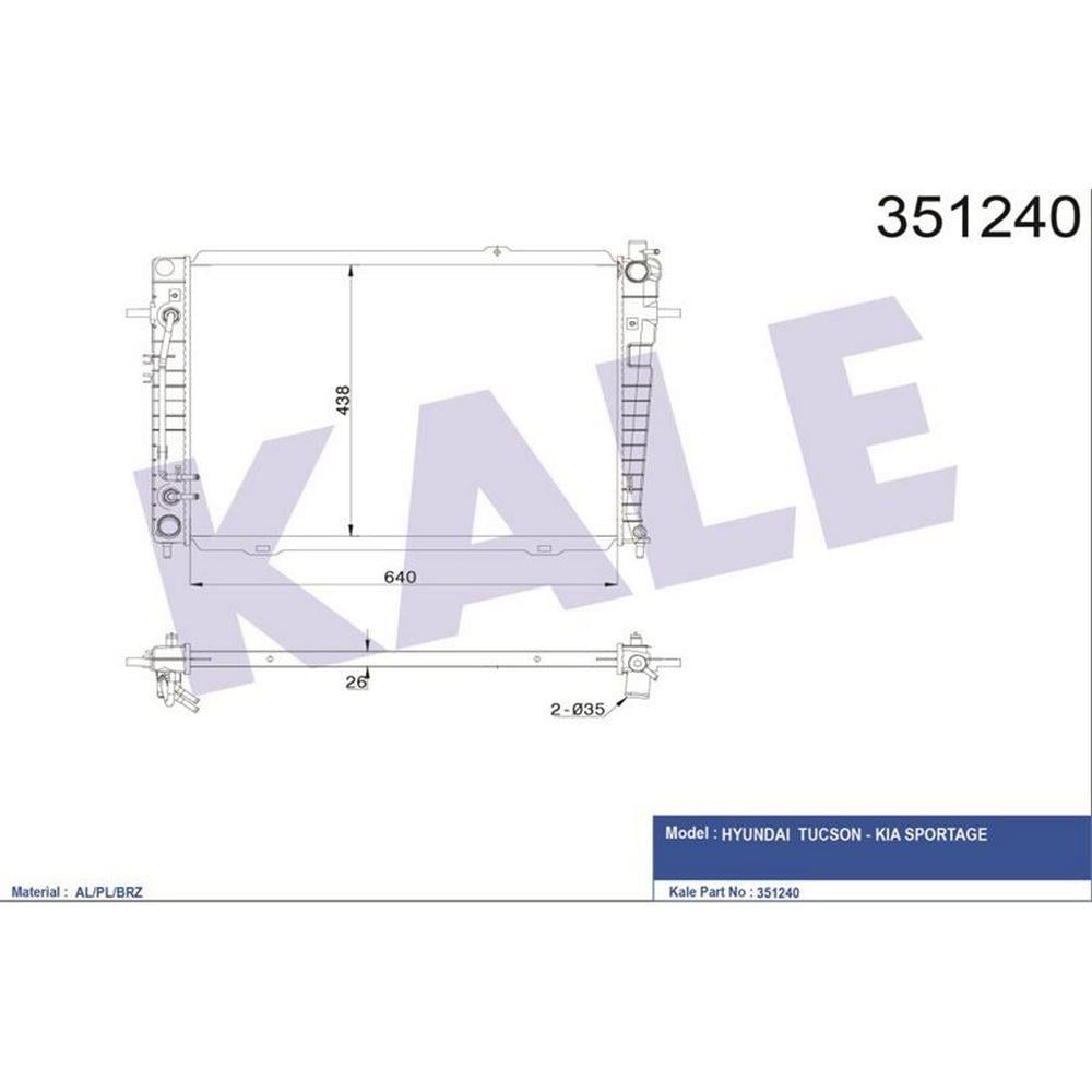 MOTOR SU RADYATORU TUCSON SPORTAGE 2,0 CRDI 2004 2010 OTOMATIK (640X438X22)