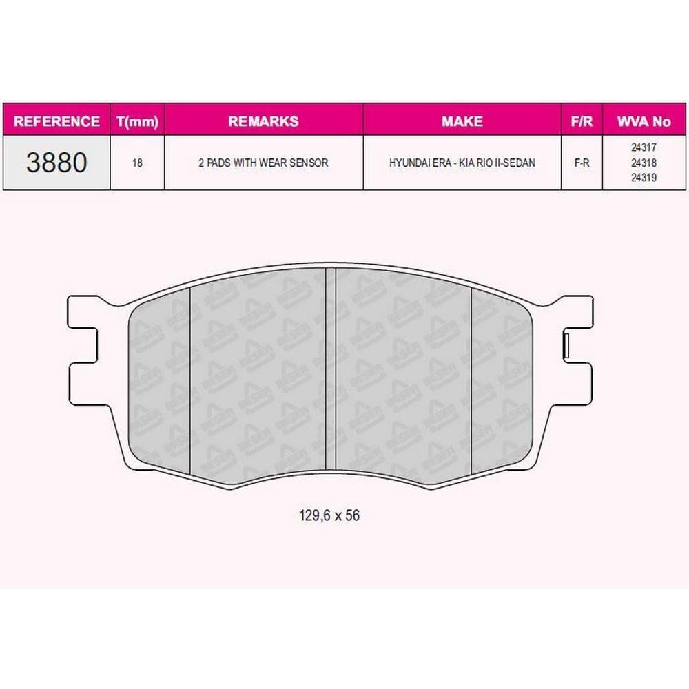 ON FREN BALATASI HYUNDAI ACCENT ERA 2006-2012 KIA RIO 2006-2012 I20 2008->