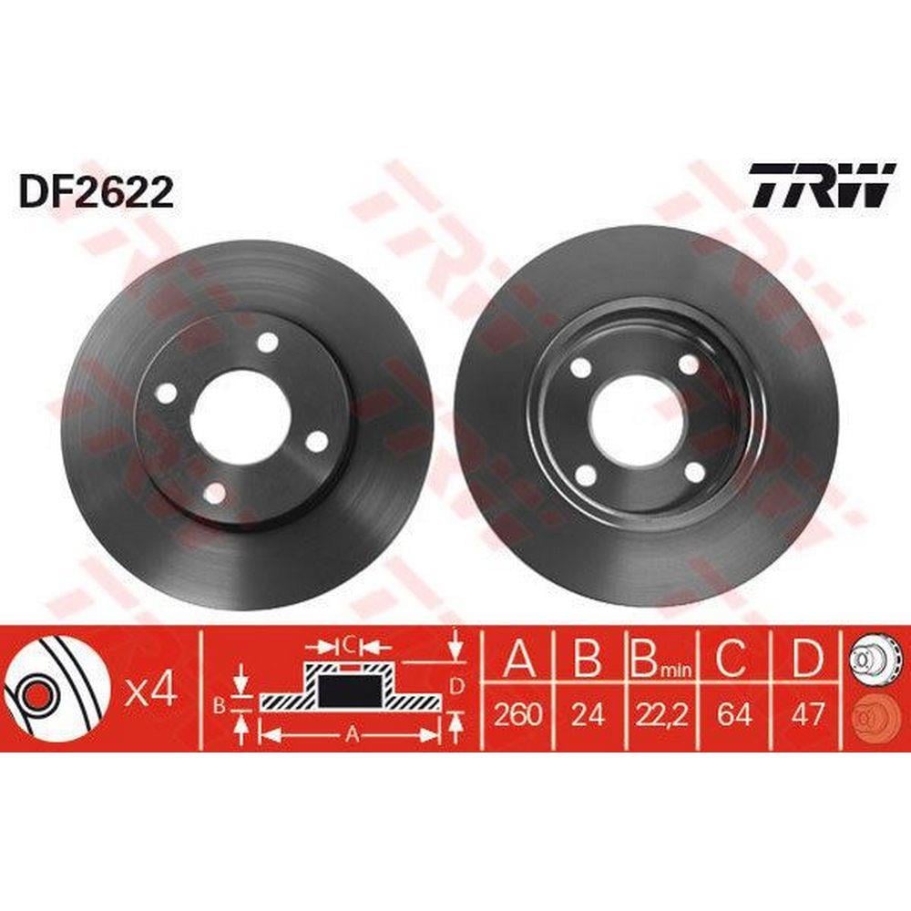 ON FREN DISK AYNASI MONDEO II / III 92>00 SCORPIO 94>98 COUGAR 98>001,6 16V / 1,8 / 2,0I 16V (260 X 