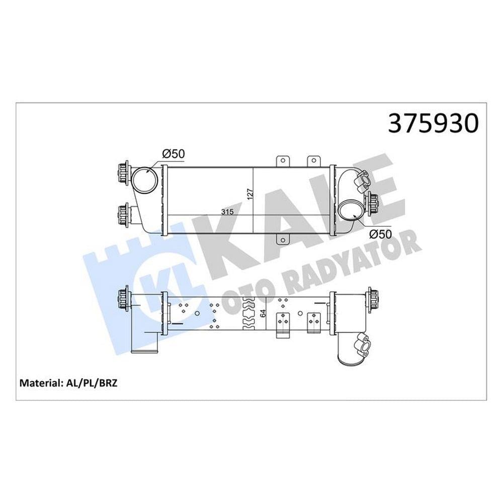 TURBO RADYATORU INTERCOLER (SENSORSUZ)  HYUNDAI I30 - KIA CEED 1.6 CRDI 07>12 315X127X64