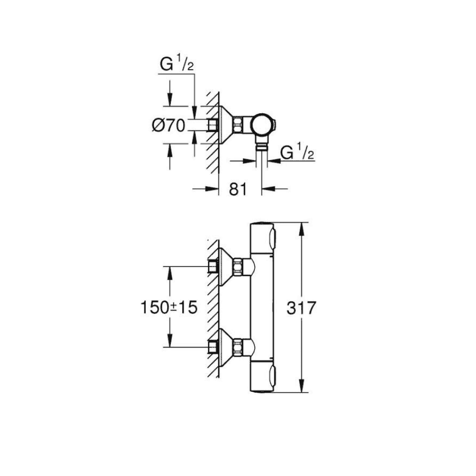 Grohe Grohtherm 500 Termostatik Duş Bataryası - 34793000
