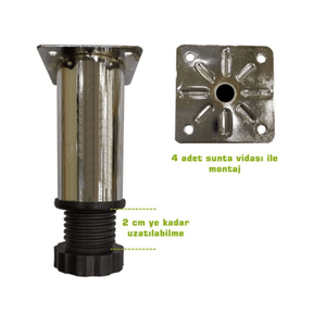 Krom Tablalı Metal Ayak 15Cm