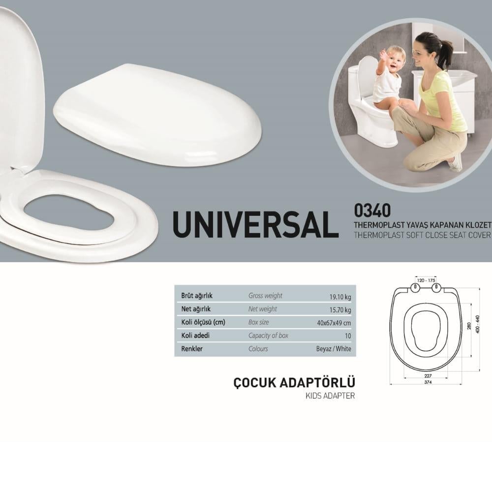 Nkp Unıversal Çocuk Adaptörlü Thermoplast Yavaş Kapanan Klozet Kapağı