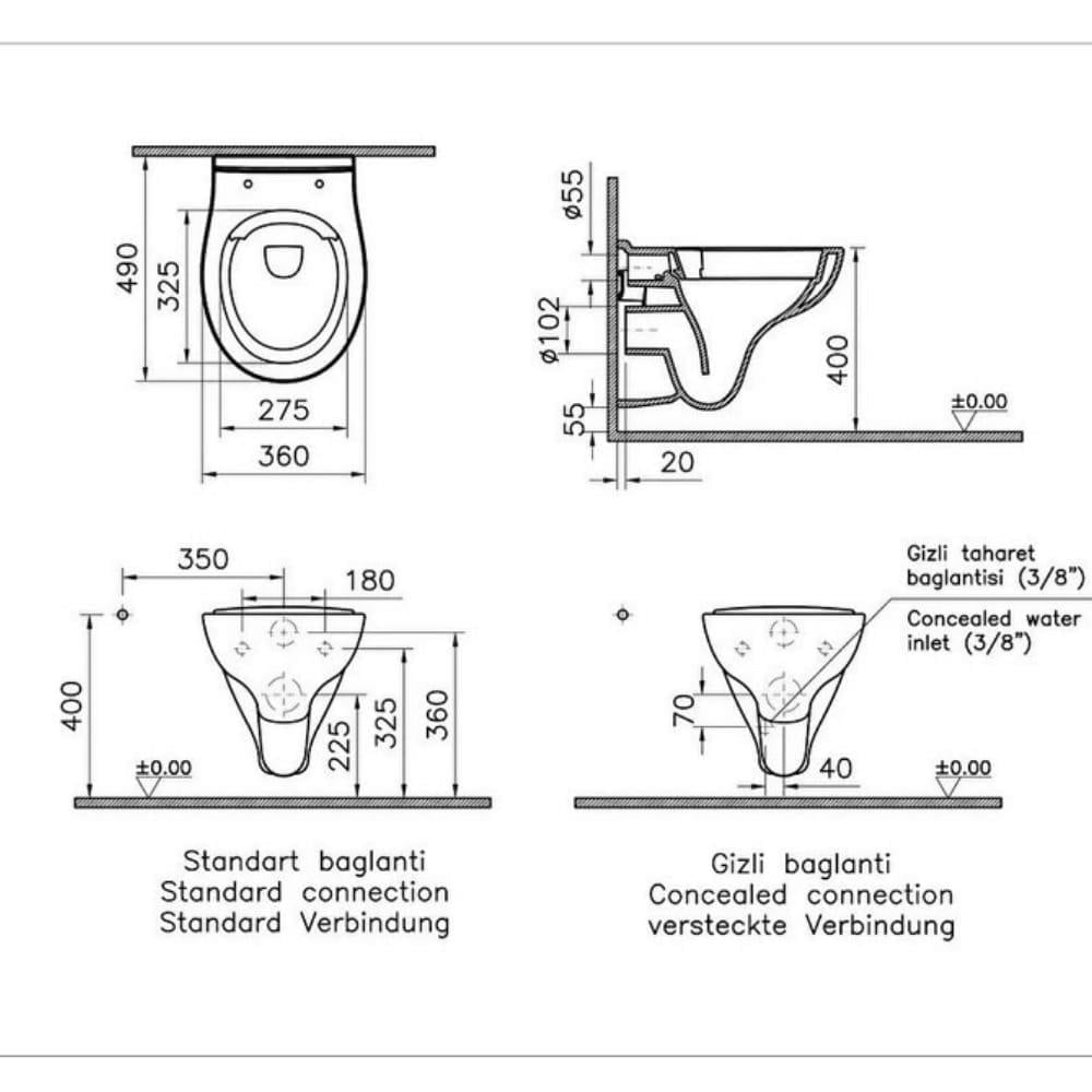 VitrA S10 Rim-ex Kanalsız Asma Klozet  