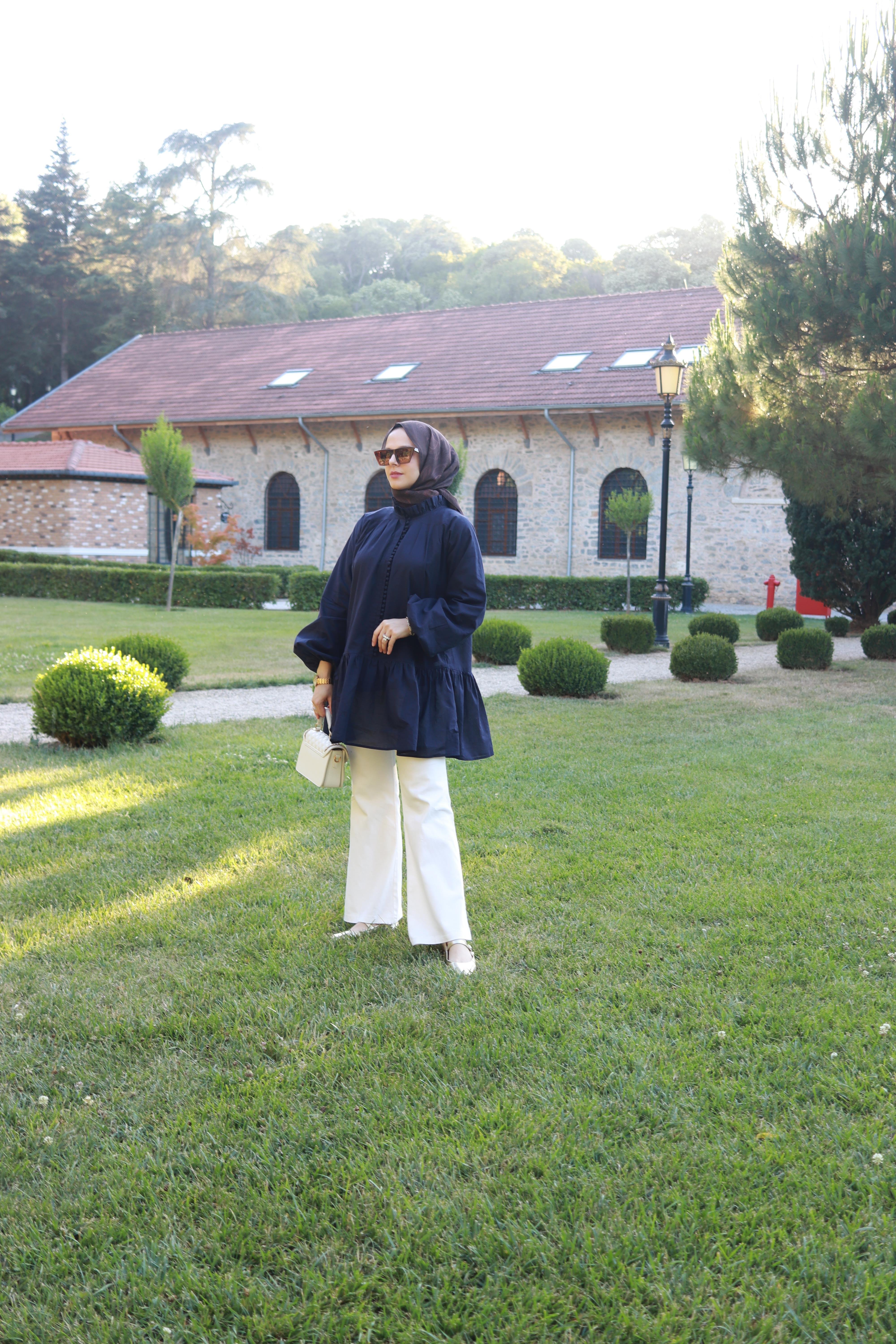 BRİTLİ VUAL GÖMLEK - KOYU LACİVERT (%100 PAMUK)