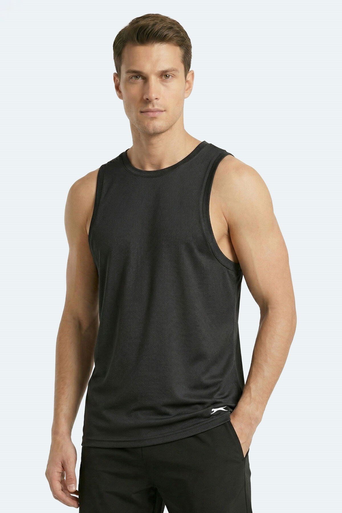Slazenger KORBA Erkek Kolsuz Koyu Gri Tişört