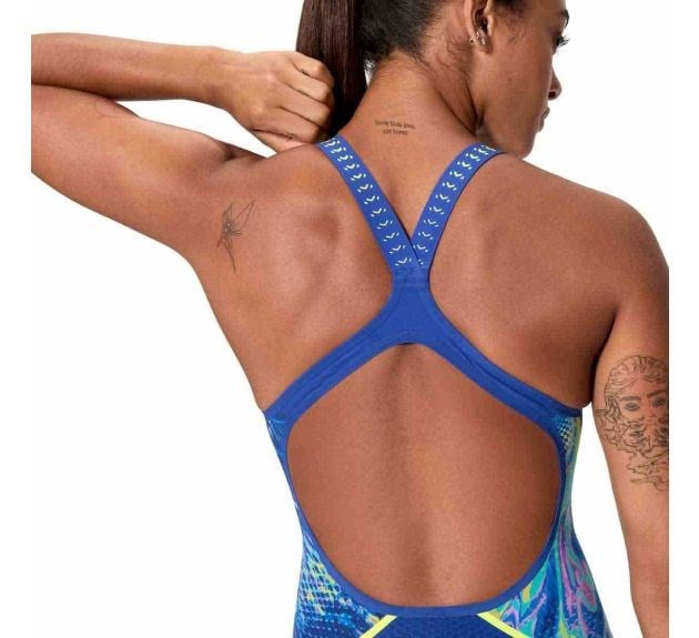 Speedo Fastskin LZR Pure Intent 2.0 Açık Sırtlı Diz Üstü Lacivert/Mavi/Sarı