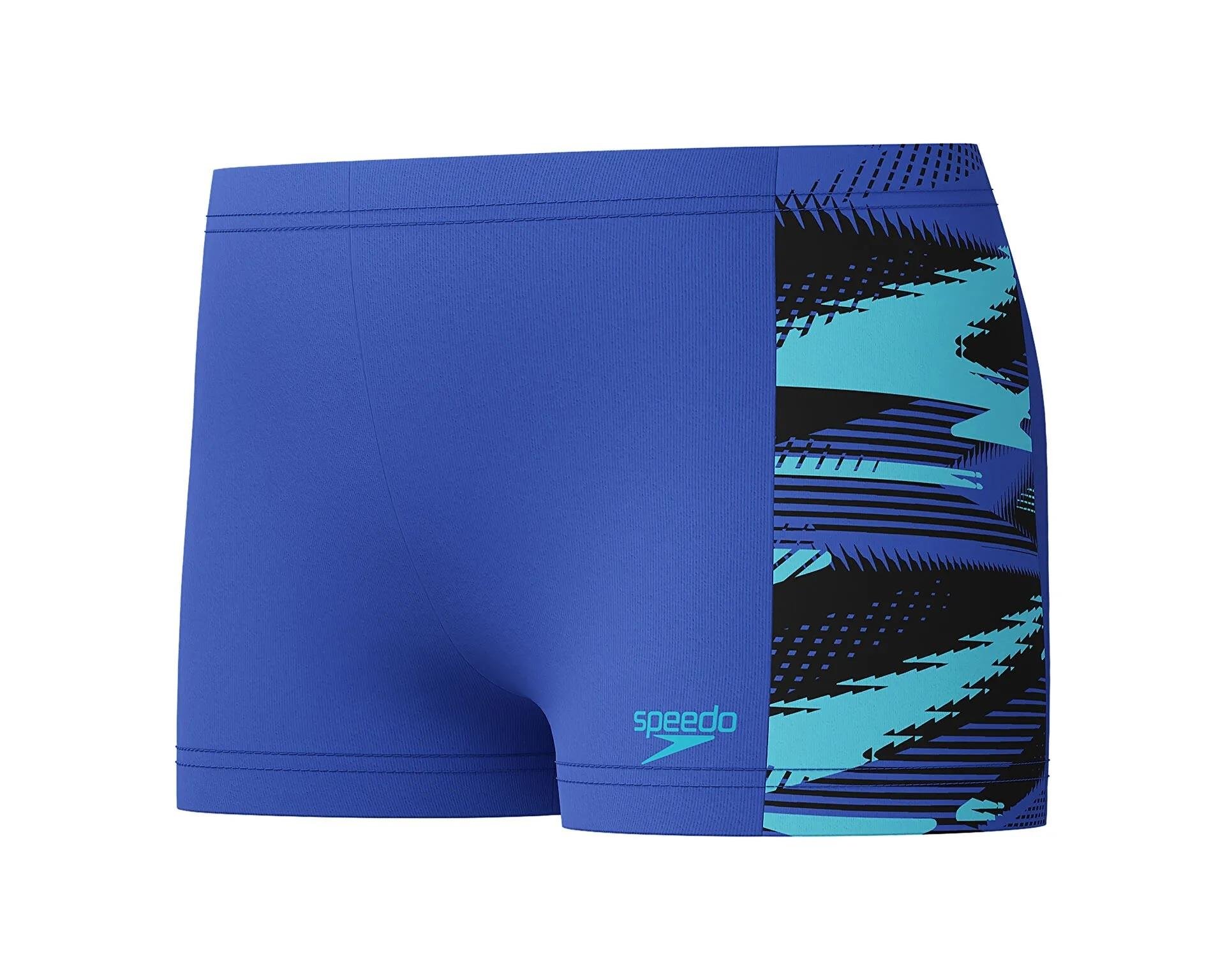 Speedo HyperBoom Panel - Mavi Baskılı Çocuk Yüzücü Mayosu