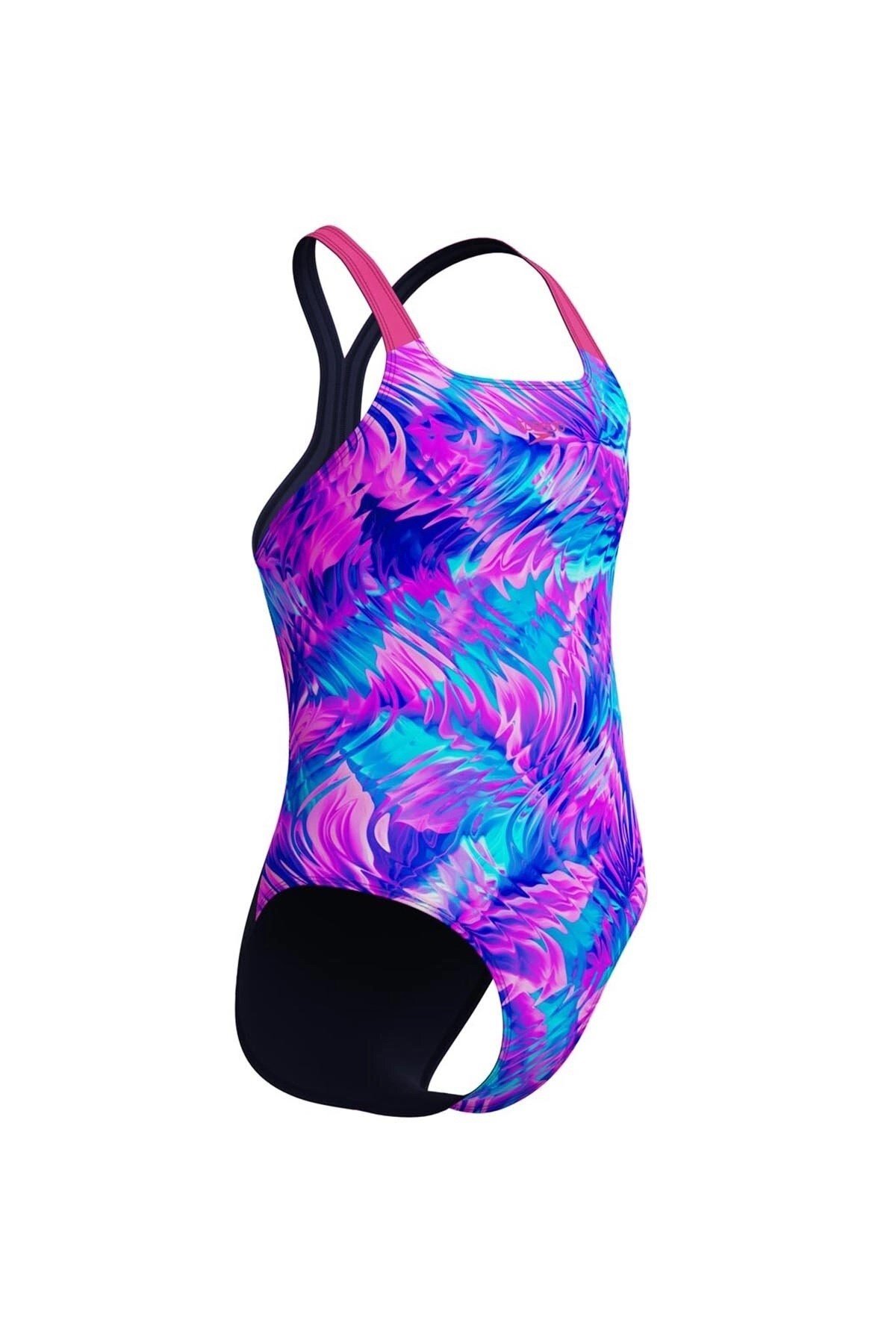 Speedo Powerback Baskılı Kız Çocuk Mayosu Baskılı 