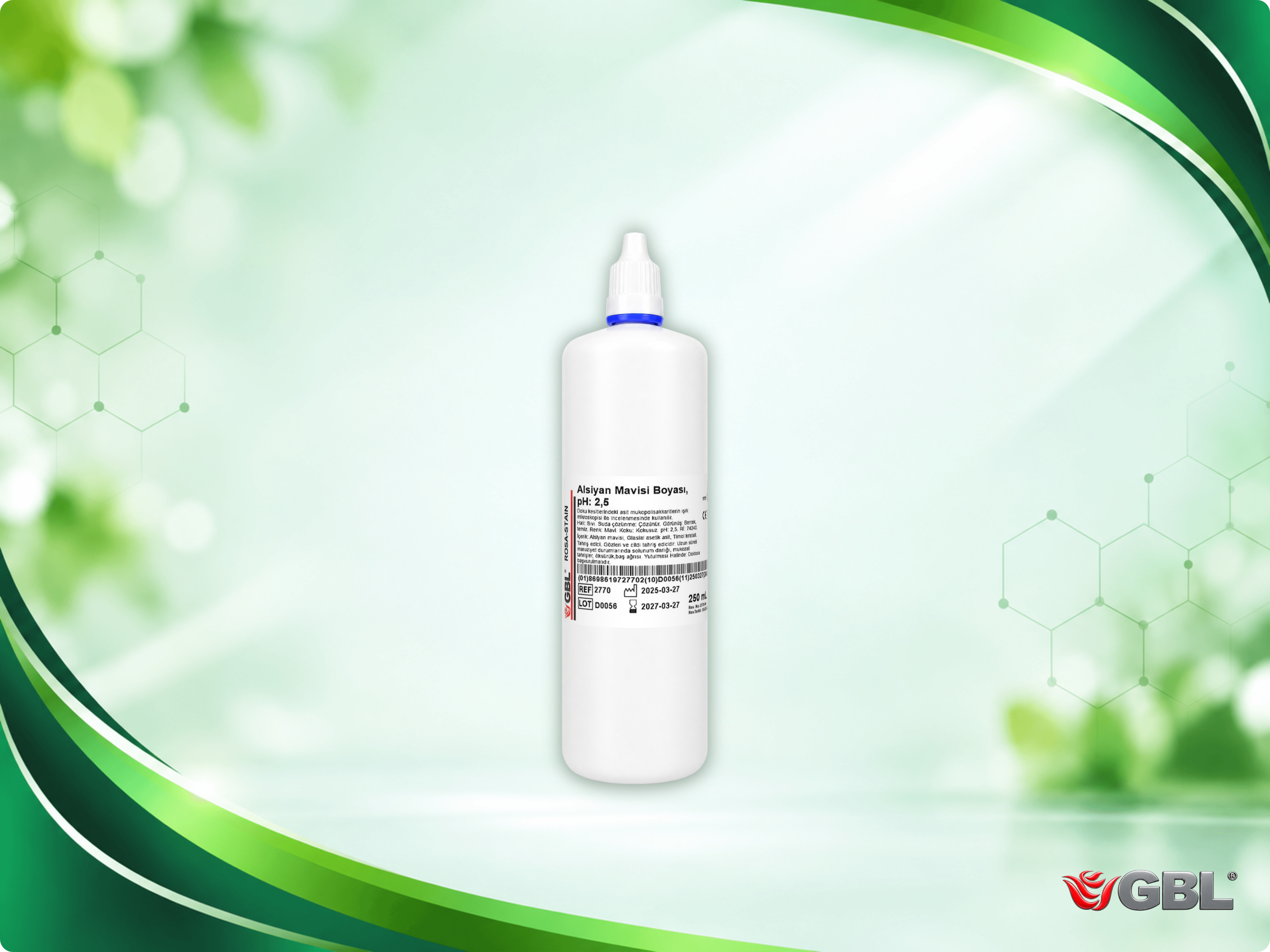 Alsiyan Mavisi Boyası, pH: 2,5, 250 ml, 500 Test