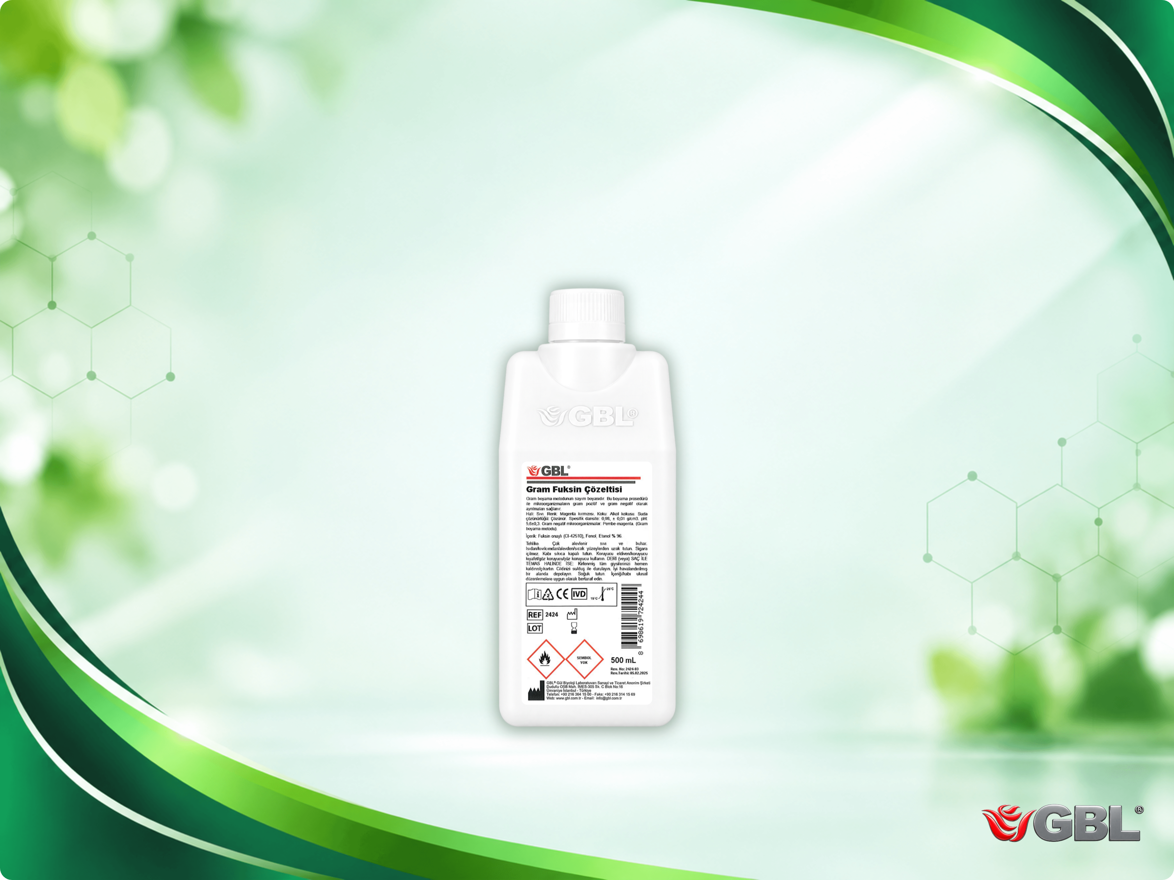 Gram Fuksin Çözeltisi, 500 ml, 1000 Test