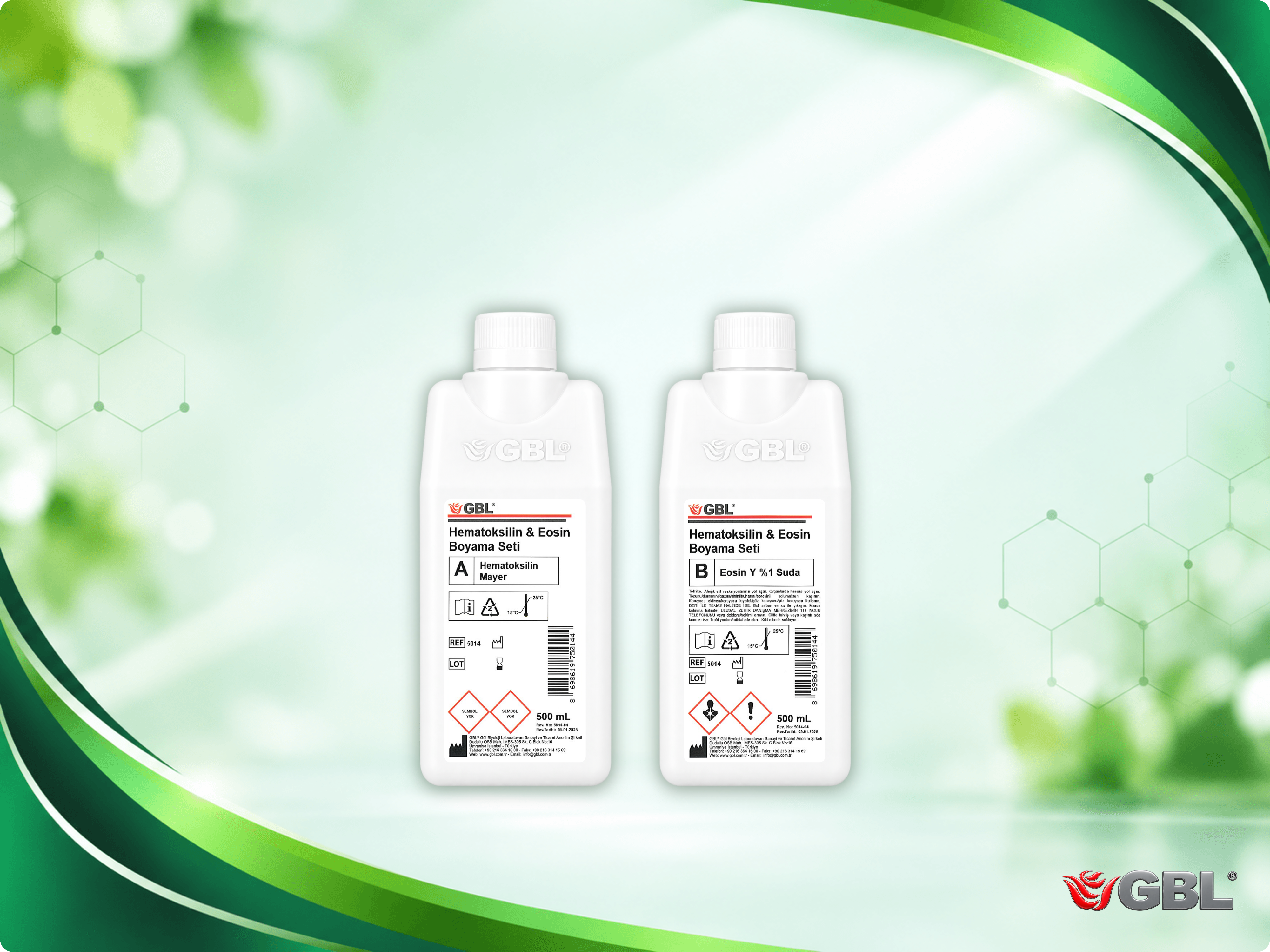 Hematoksilin & Eosin Boyama Seti, 500 ml, 1000 Test