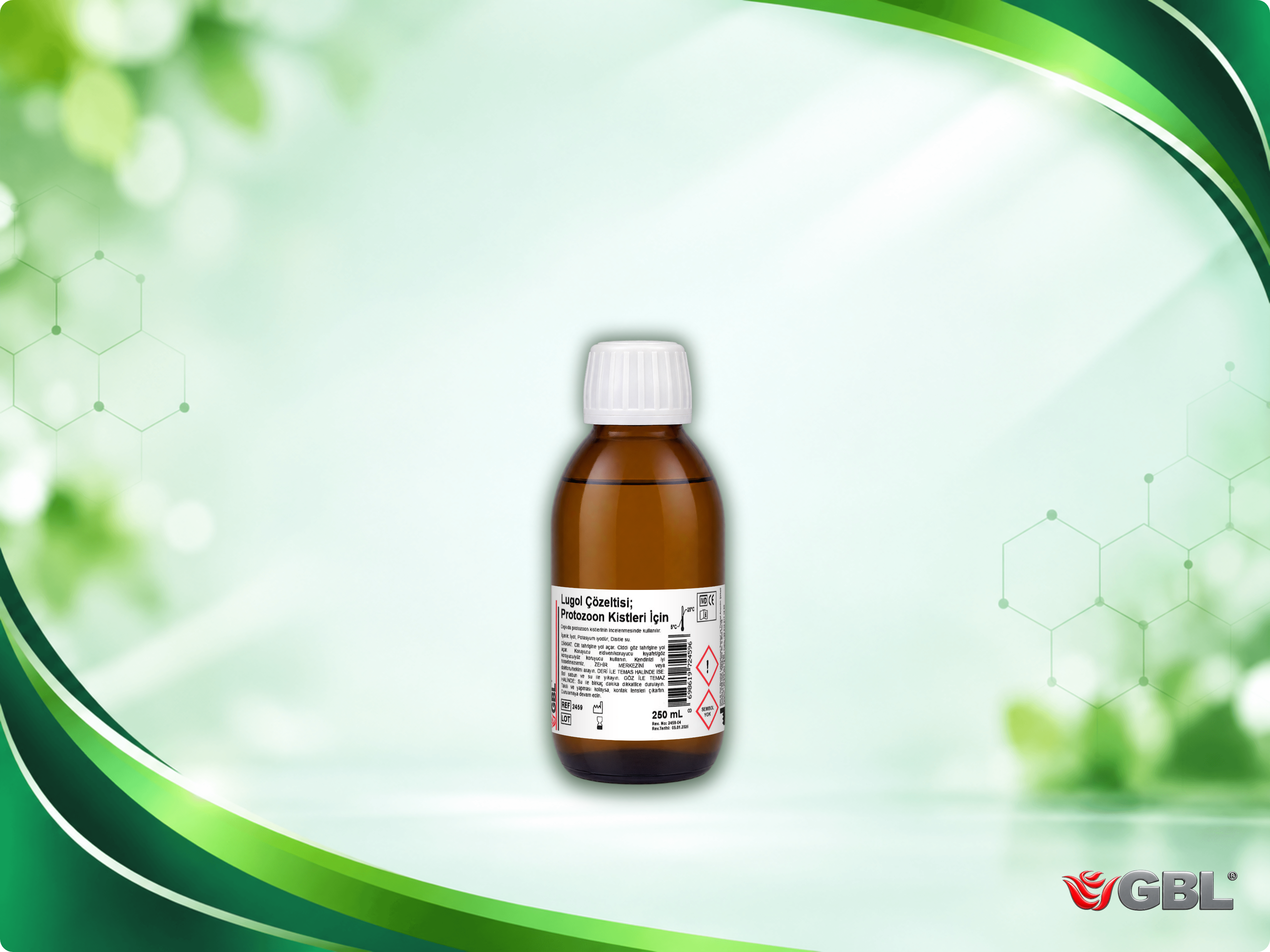 Lugol Çözeltisi; Protozoon Kistleri İçin, 250 ml, 500 Test