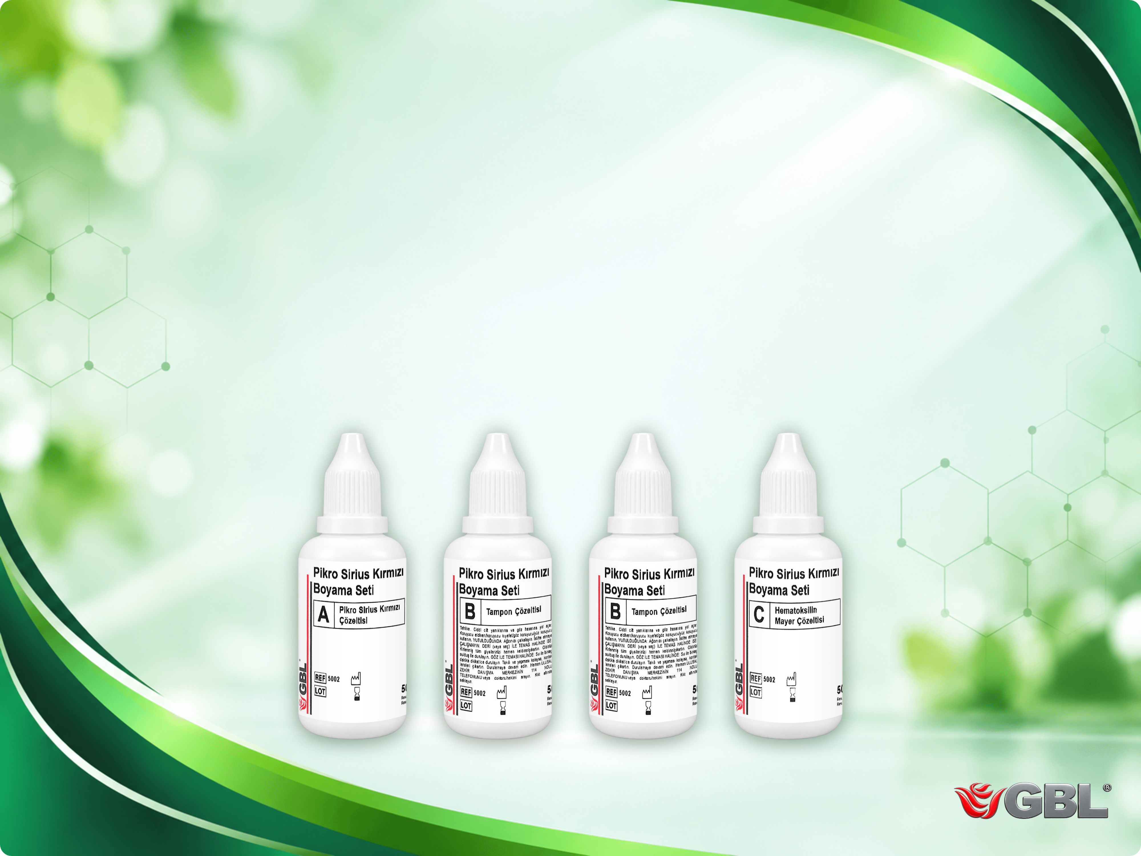 Pikro Sirius Kırmızı Boyama Kiti, 50 ml, 100 Test