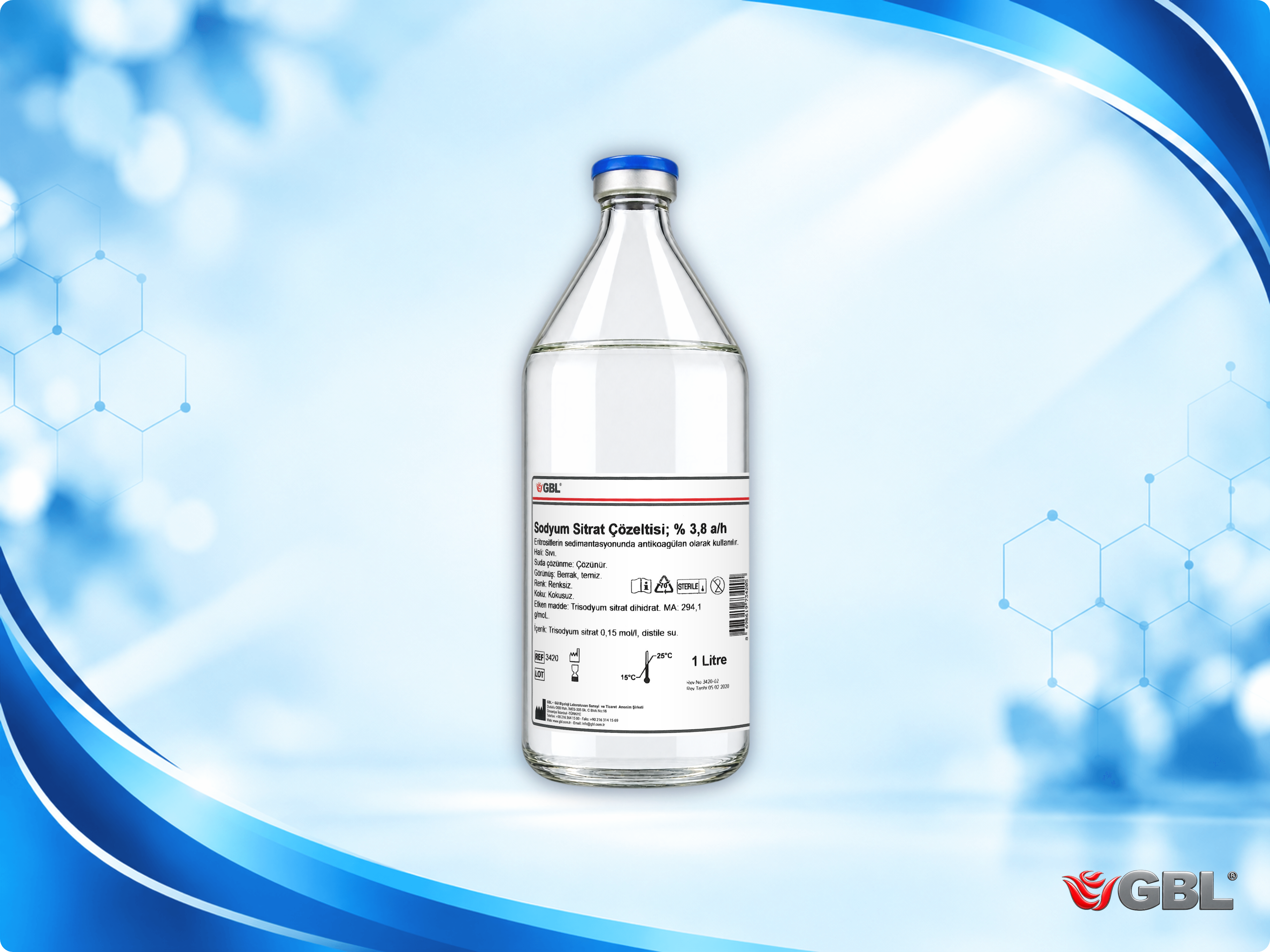 Sodyum Sitrat Çözeltisi %3,8, 1000 ml