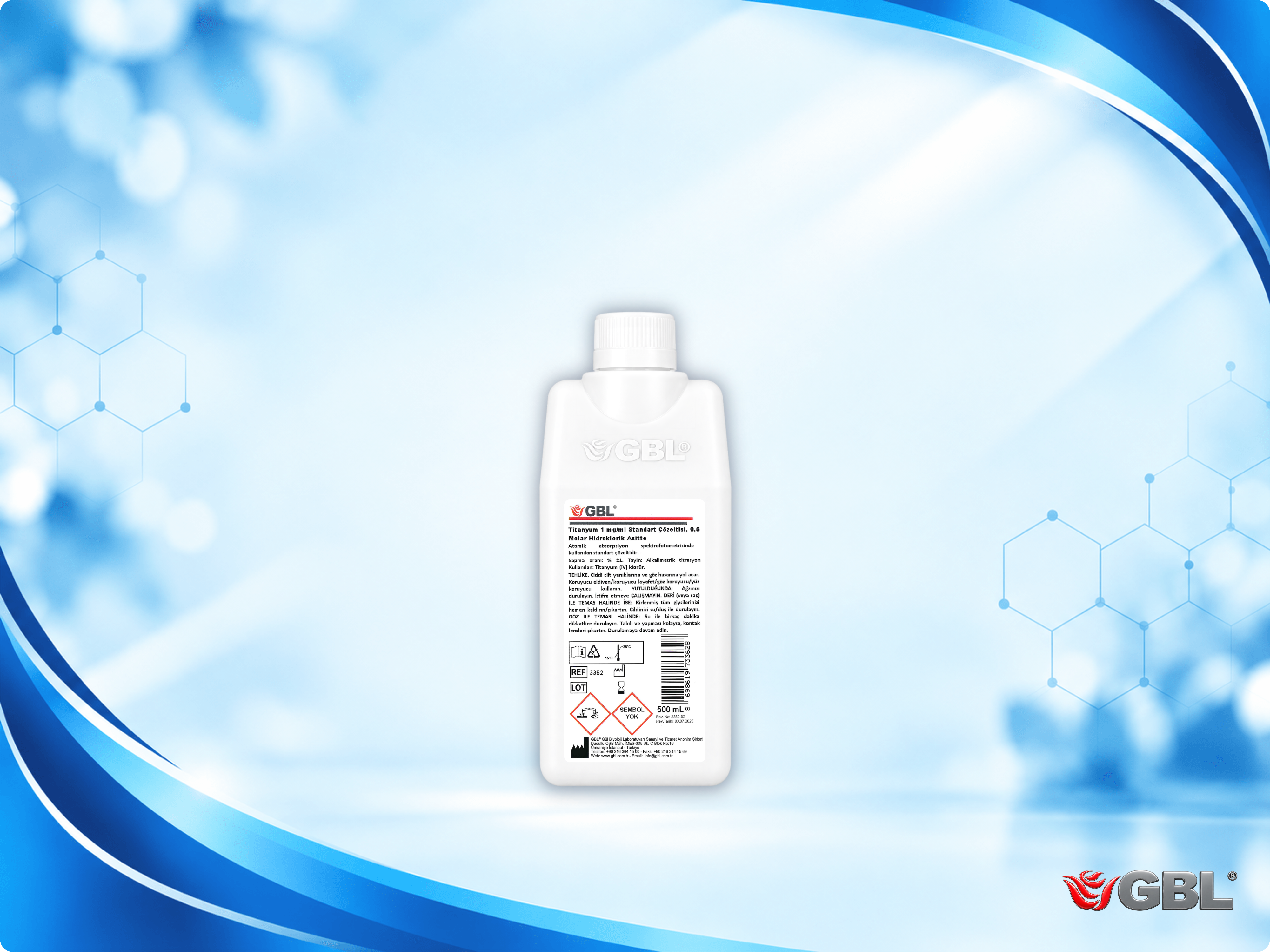 Titanyum 1 mg/ml Standart Çözeltisi; 0,5 Molar Hidroklorik Asitte, 500 ml