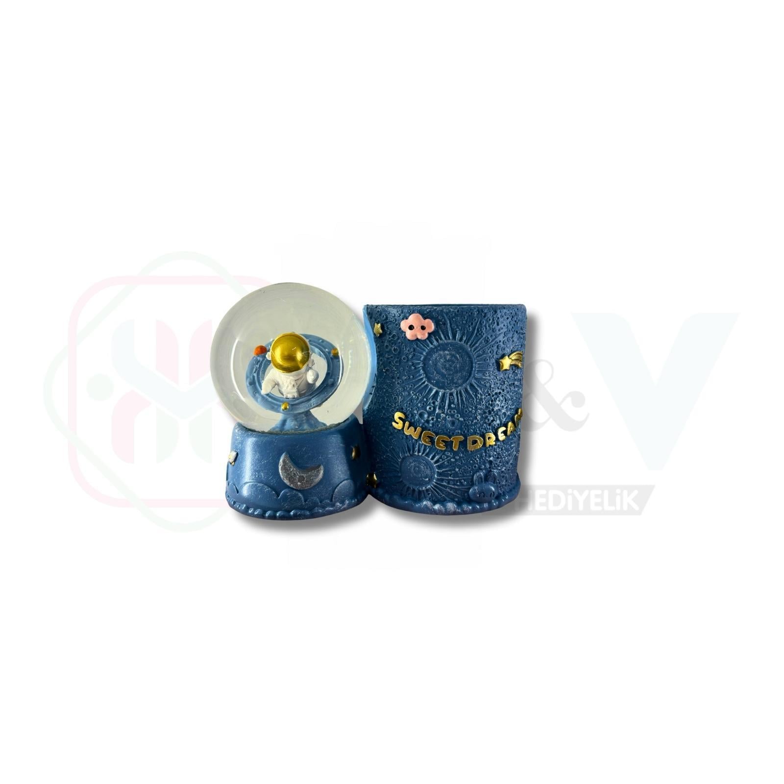 KAR KÜRESİ ORTA BOY KALEMLİKLİ GEZEGEN ASTRONOT