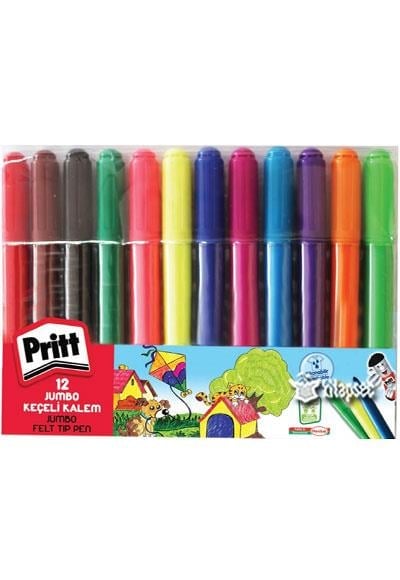 PRİTTPritt Keçeli Boya Kalem Jumbo Yuvarlak Uç 12 Renk