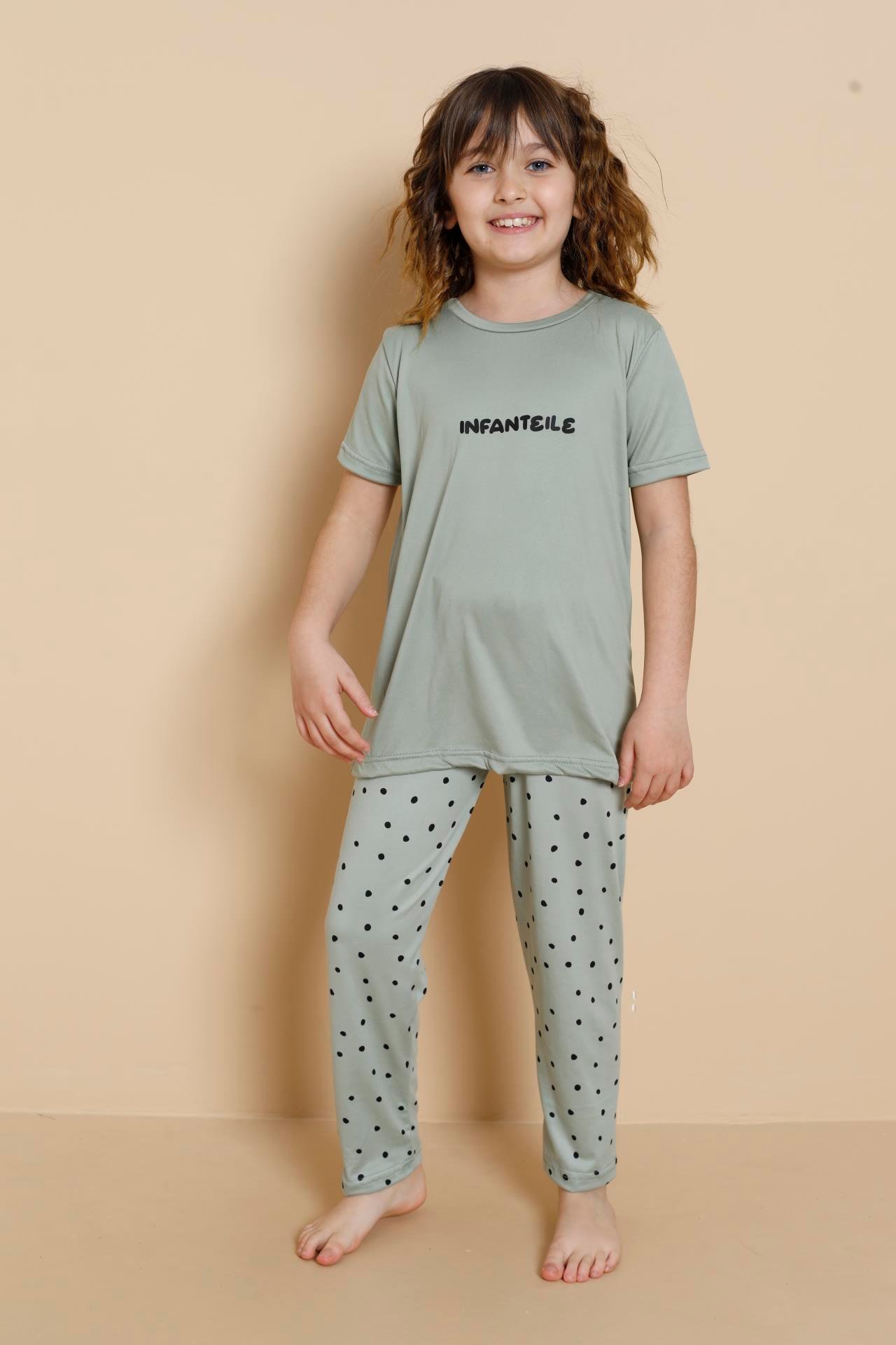 Çocuk Milan Kısa Kol Mint Yeşili Pijama Takım